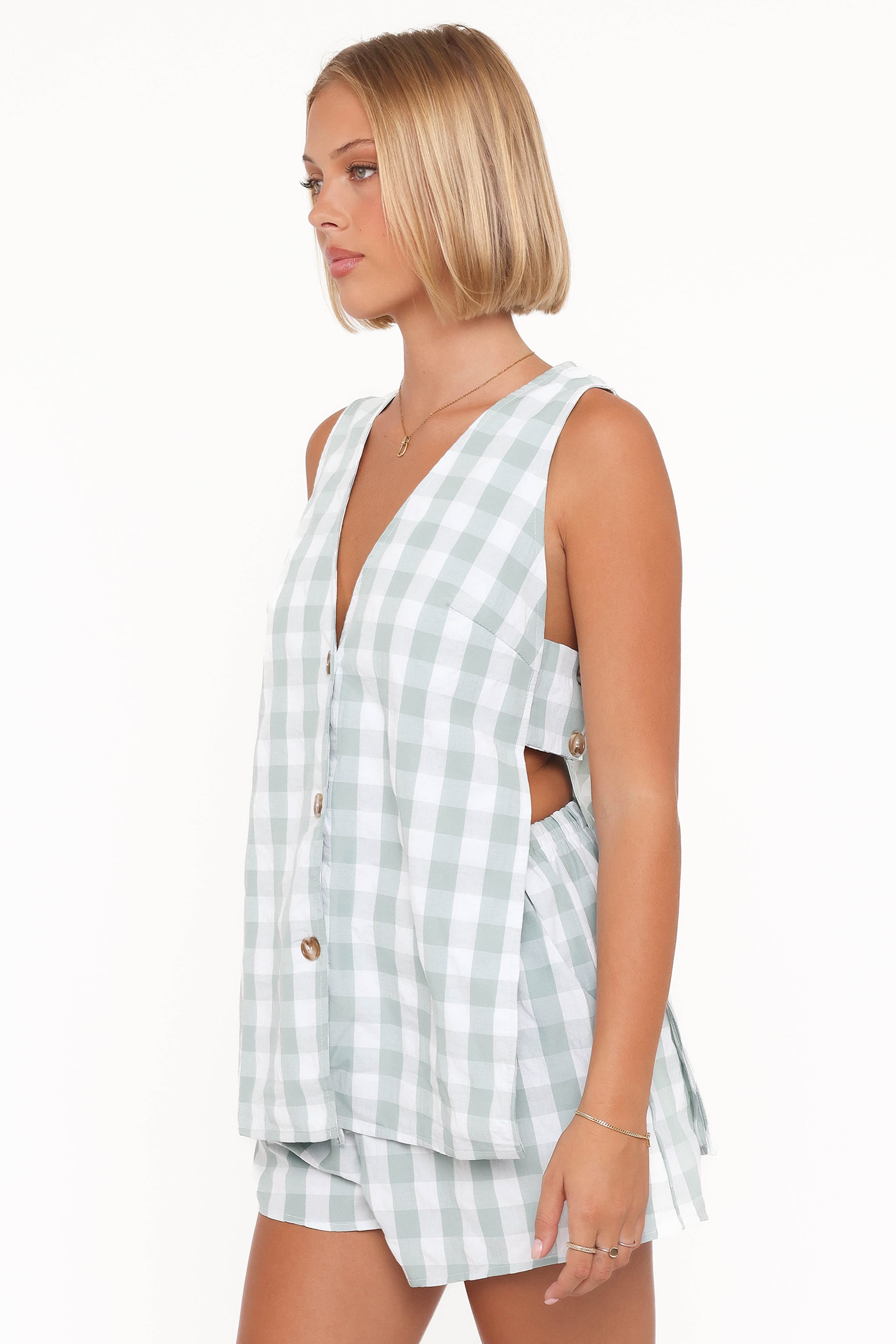 Petal and Pup USA SETS Miller Short Set - Sage Gingham