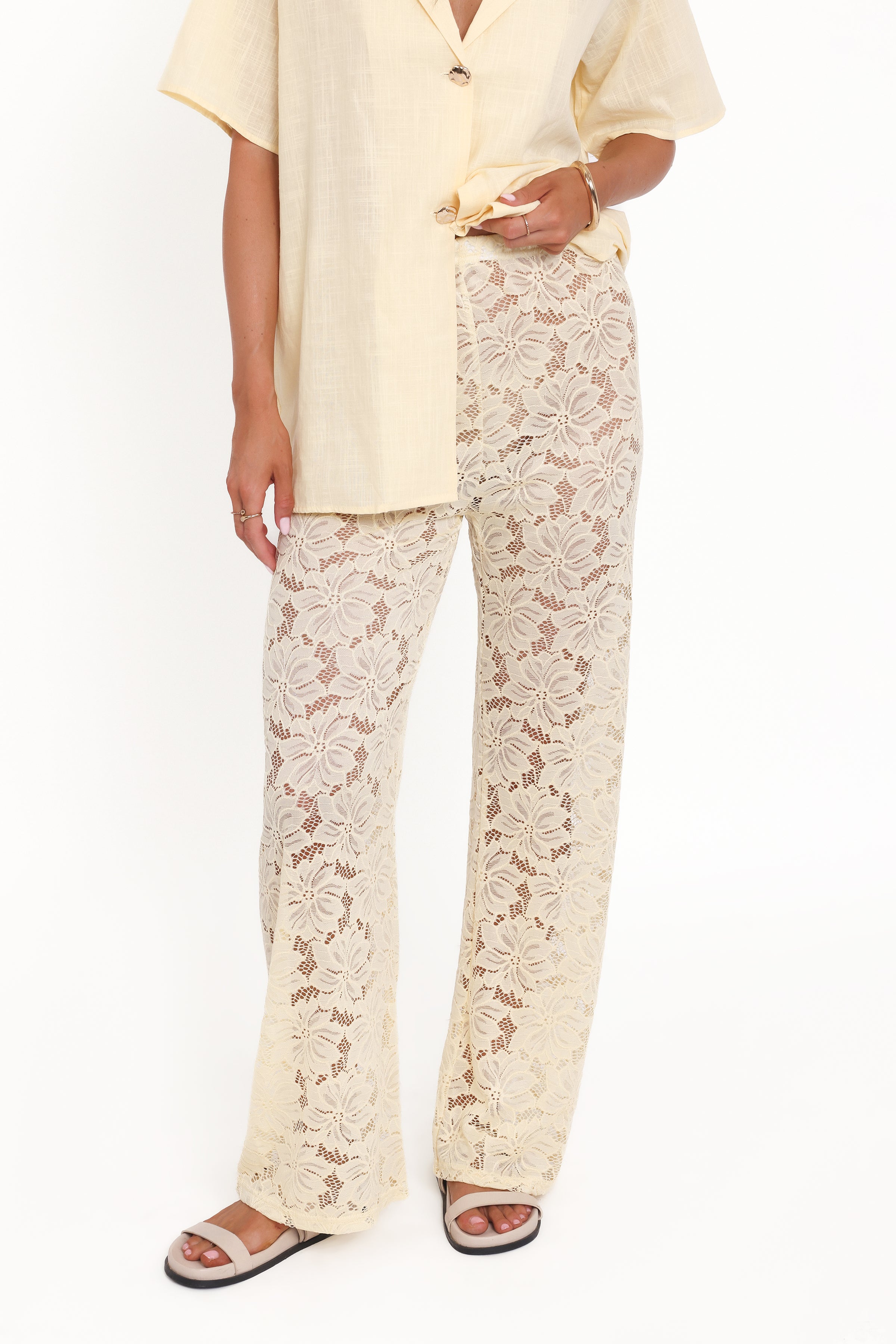 Petal and Pup USA SETS Mindy Lace Pant Set - Yellow