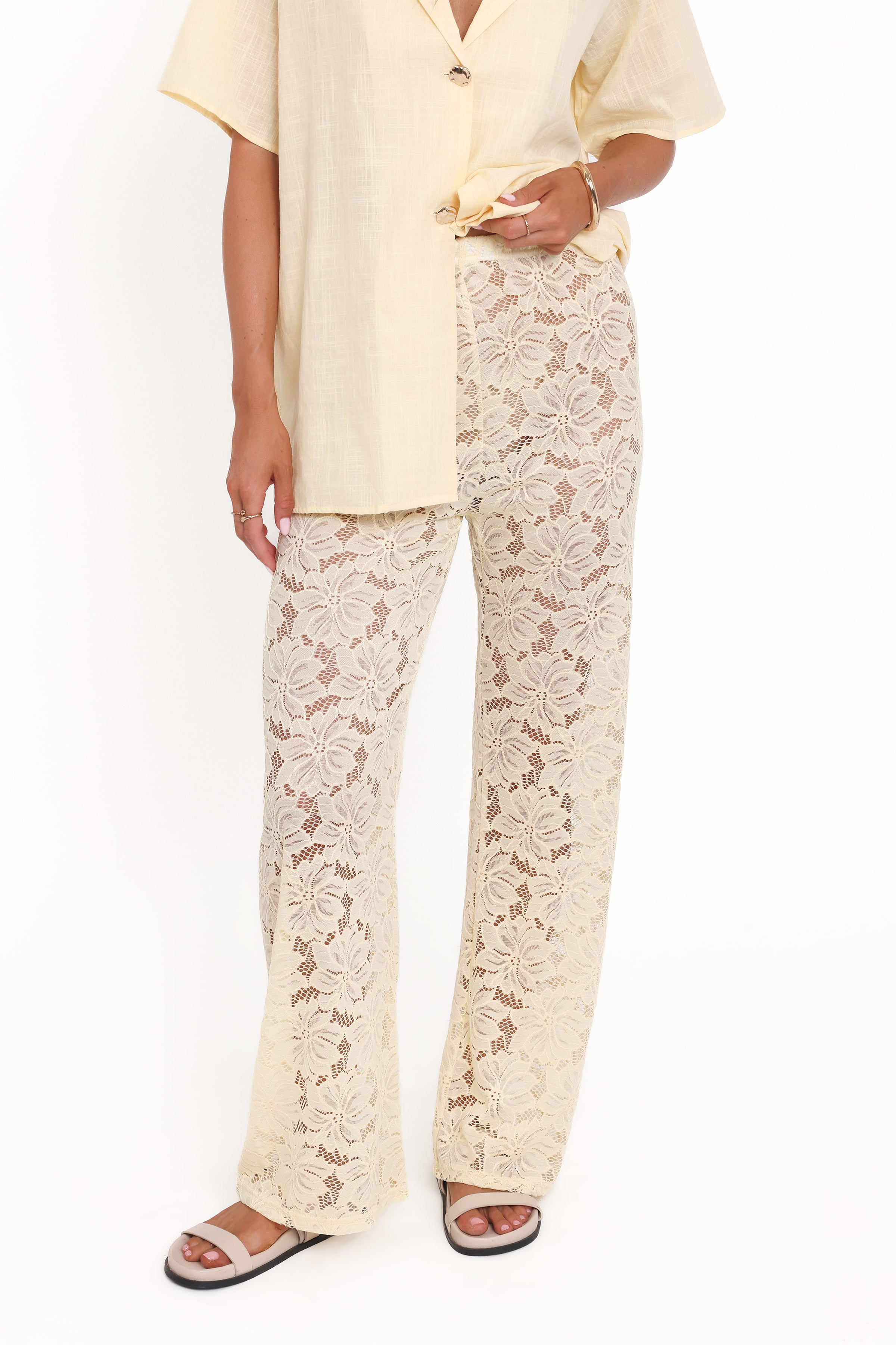 Petal and Pup USA SETS Mindy Lace Pant Set - Yellow
