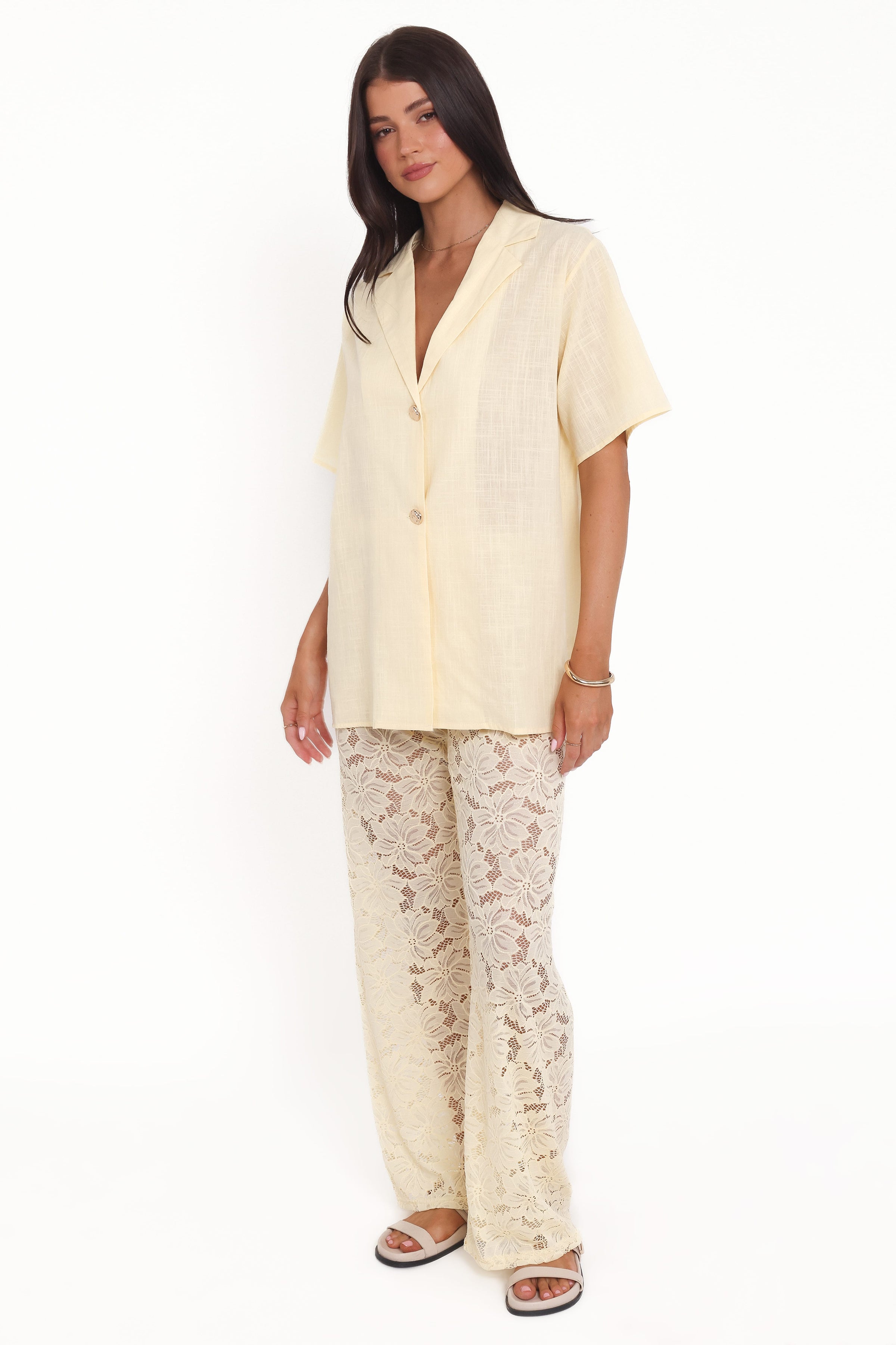 Petal and Pup USA SETS Mindy Lace Pant Set - Yellow