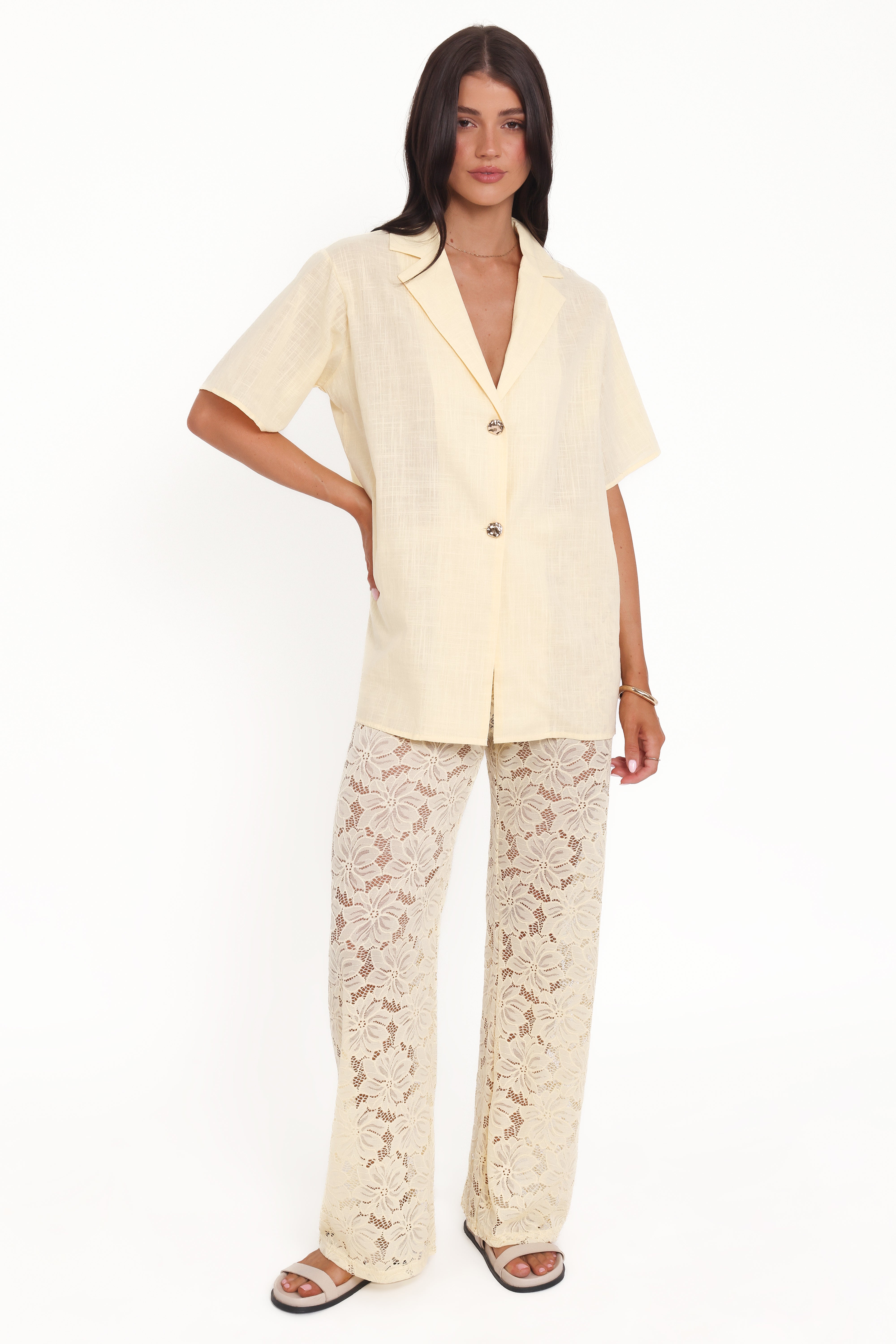 Petal and Pup USA SETS Mindy Lace Pant Set - Yellow