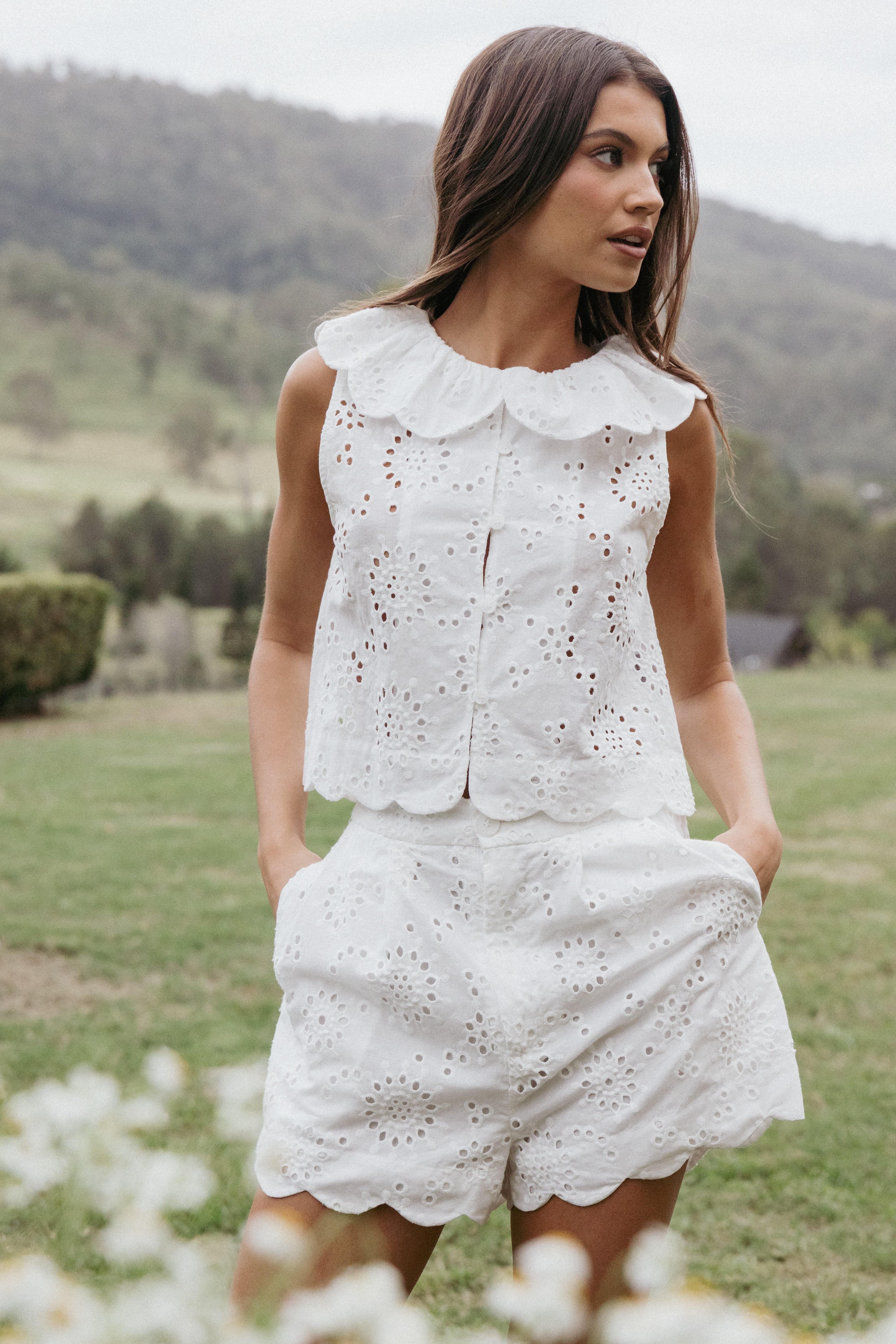 Petal and Pup USA SETS Nimi Eyelet Short Set - White