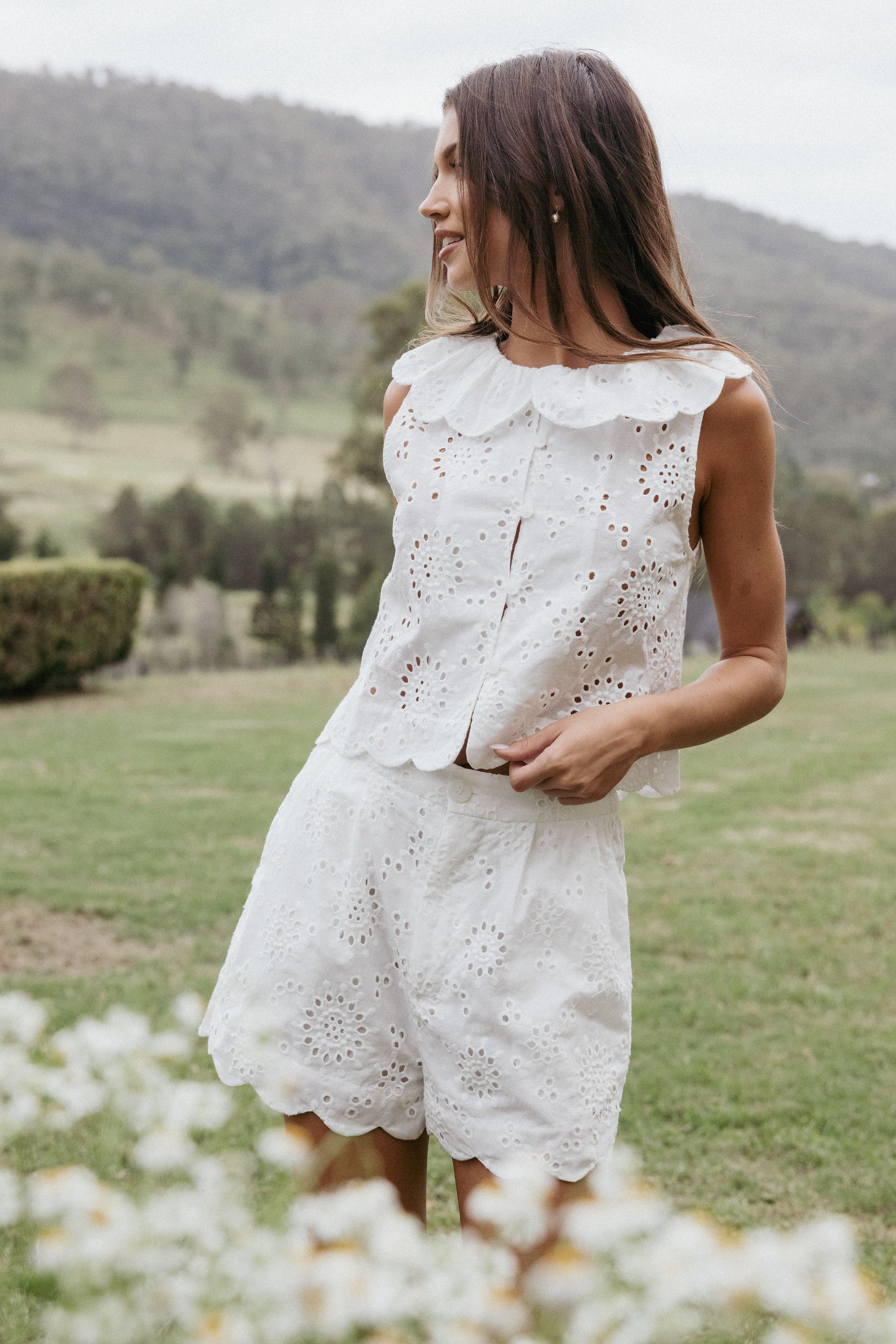 Petal and Pup USA SETS Nimi Eyelet Short Set - White