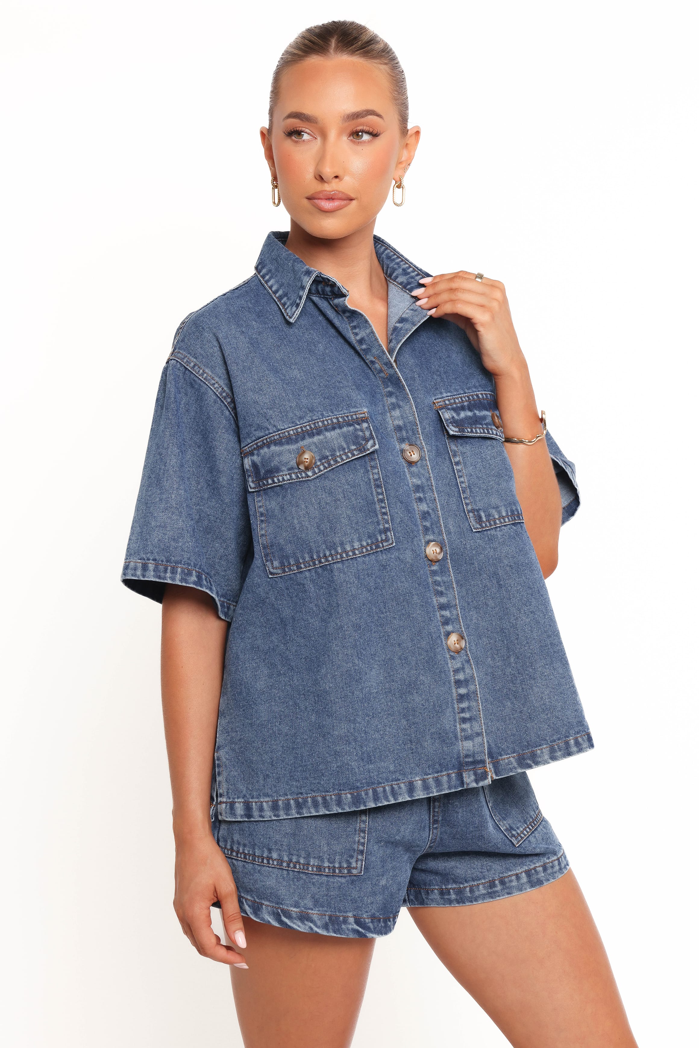 Petal and Pup USA SETS Noor Denim Short Set - Dark Blue