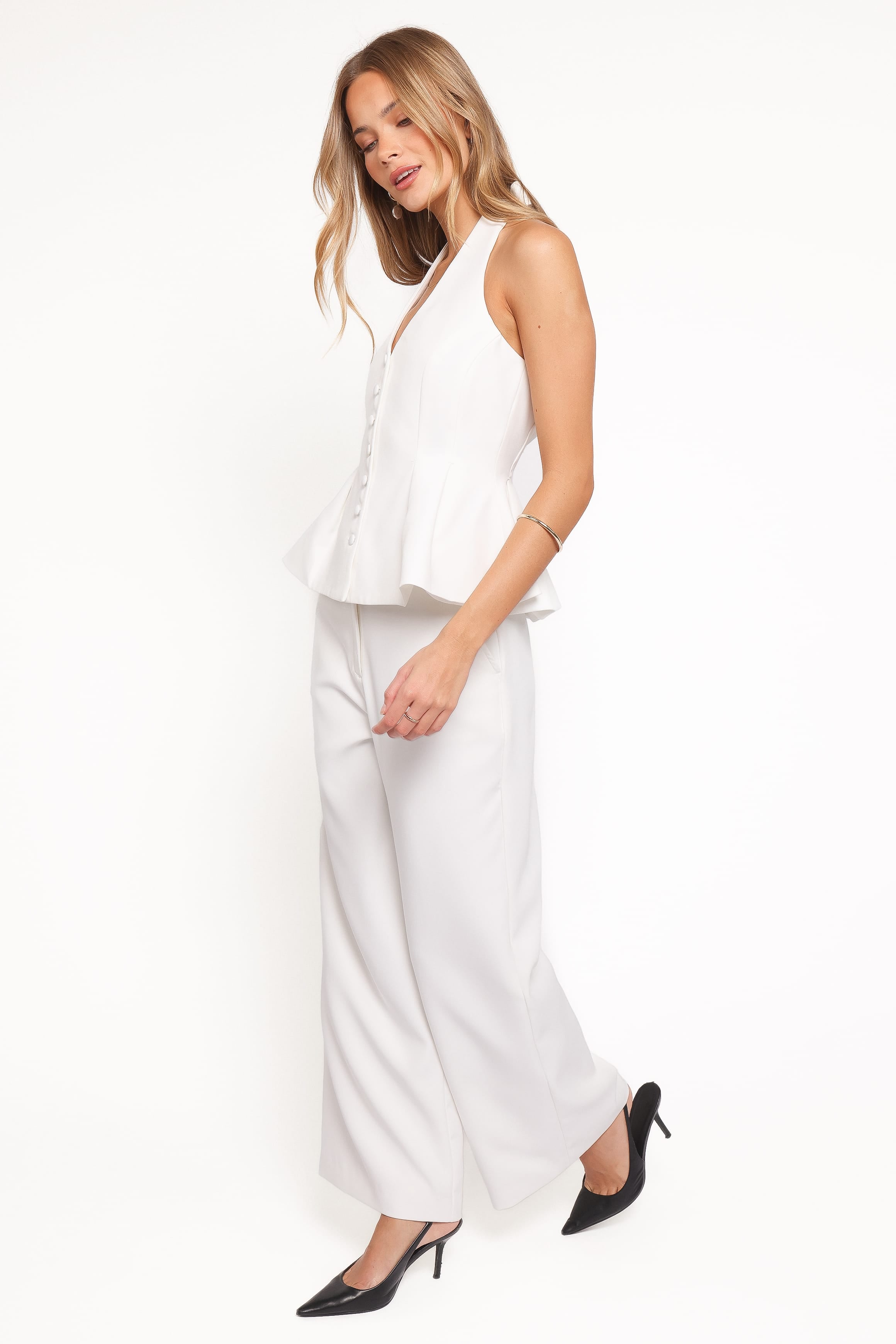 Petal and Pup USA SETS Odelia Halter Vest Pant Set - White