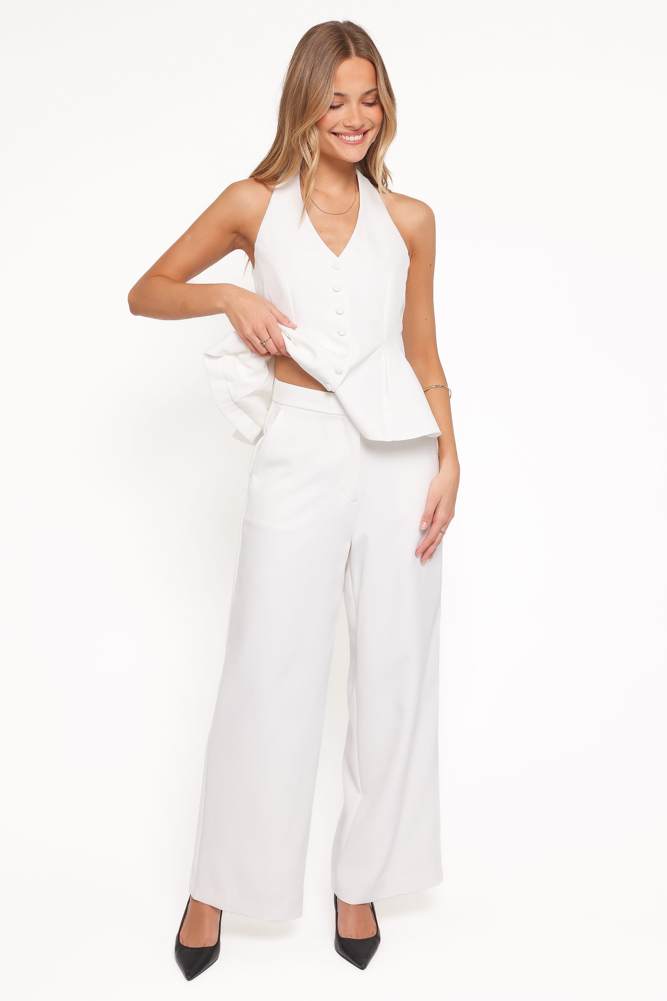Petal and Pup USA SETS Odelia Halter Vest Pant Set - White