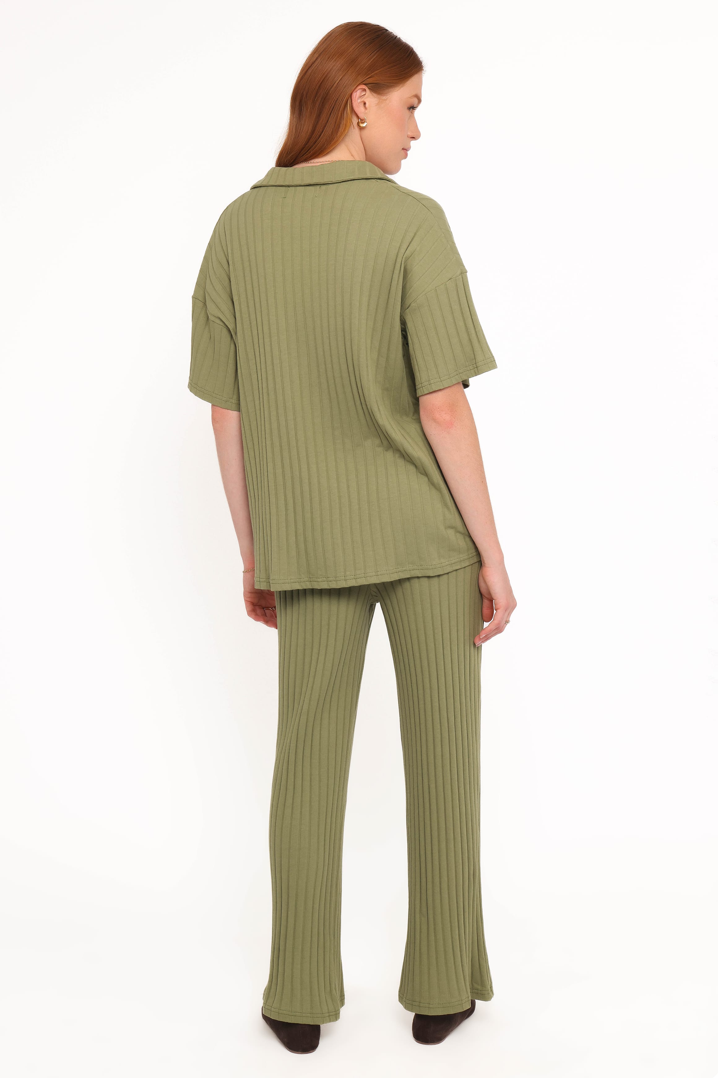 Petal and Pup USA SETS Phillipa Wide Ribbed Shirt Set - Olive
