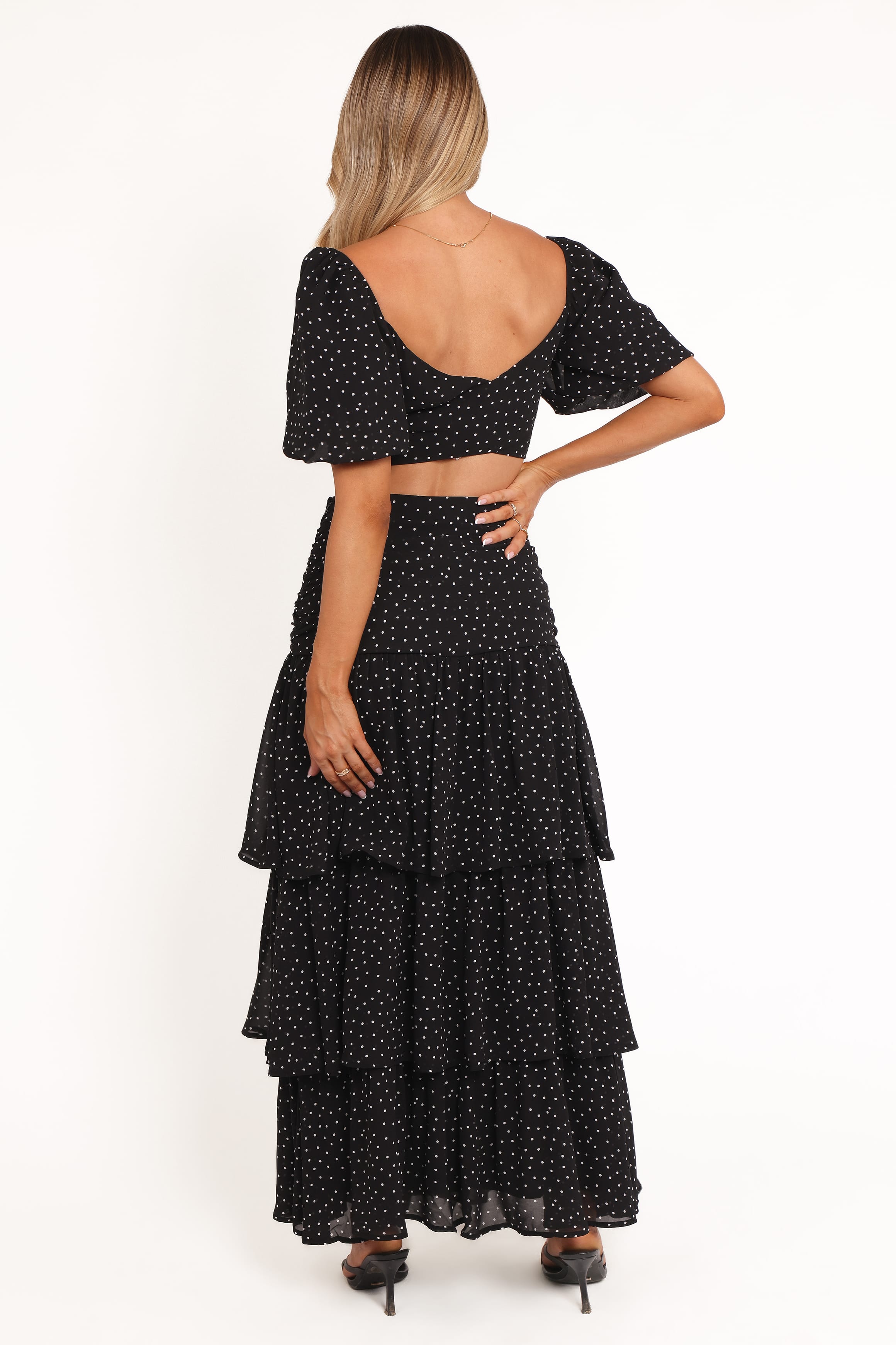 Petal and Pup USA SETS Selina Skirt Set - Black Polka Dot