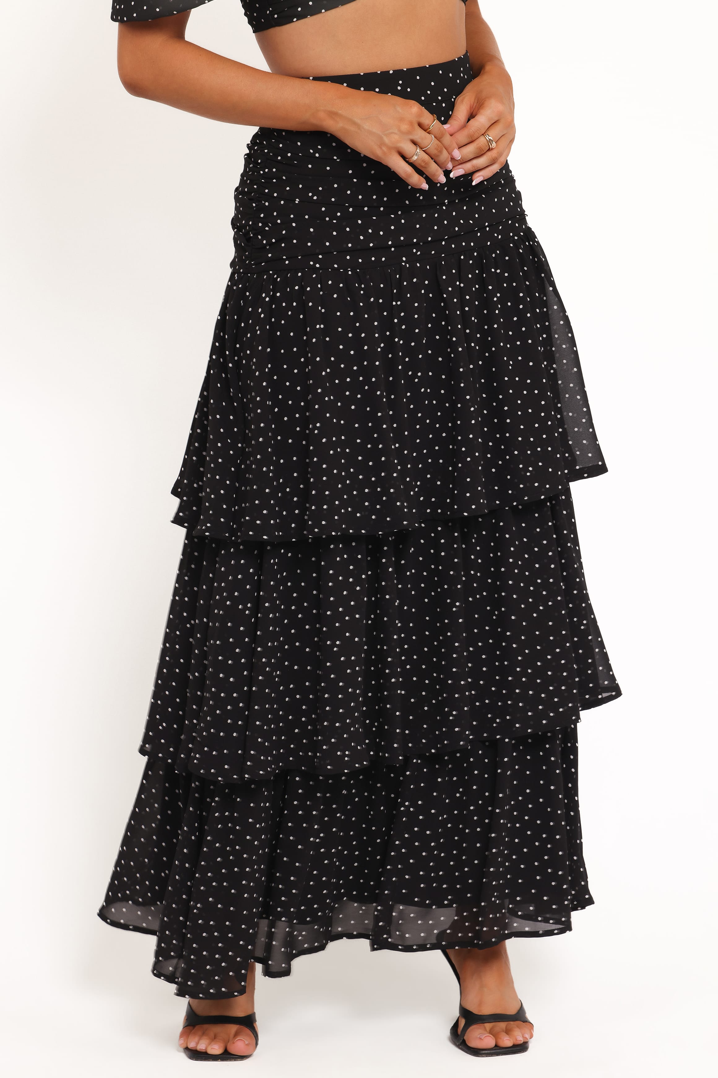 Petal and Pup USA SETS Selina Skirt Set - Black Polka Dot