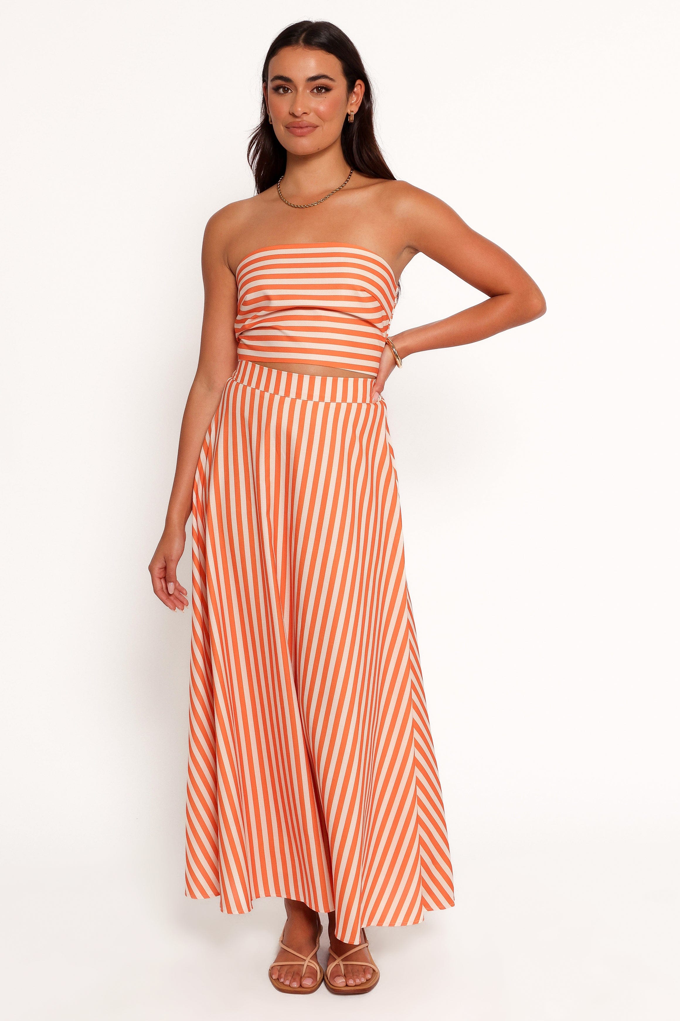 Petal and Pup USA SETS Serafina Two Piece Set - Orange Beige Stripe