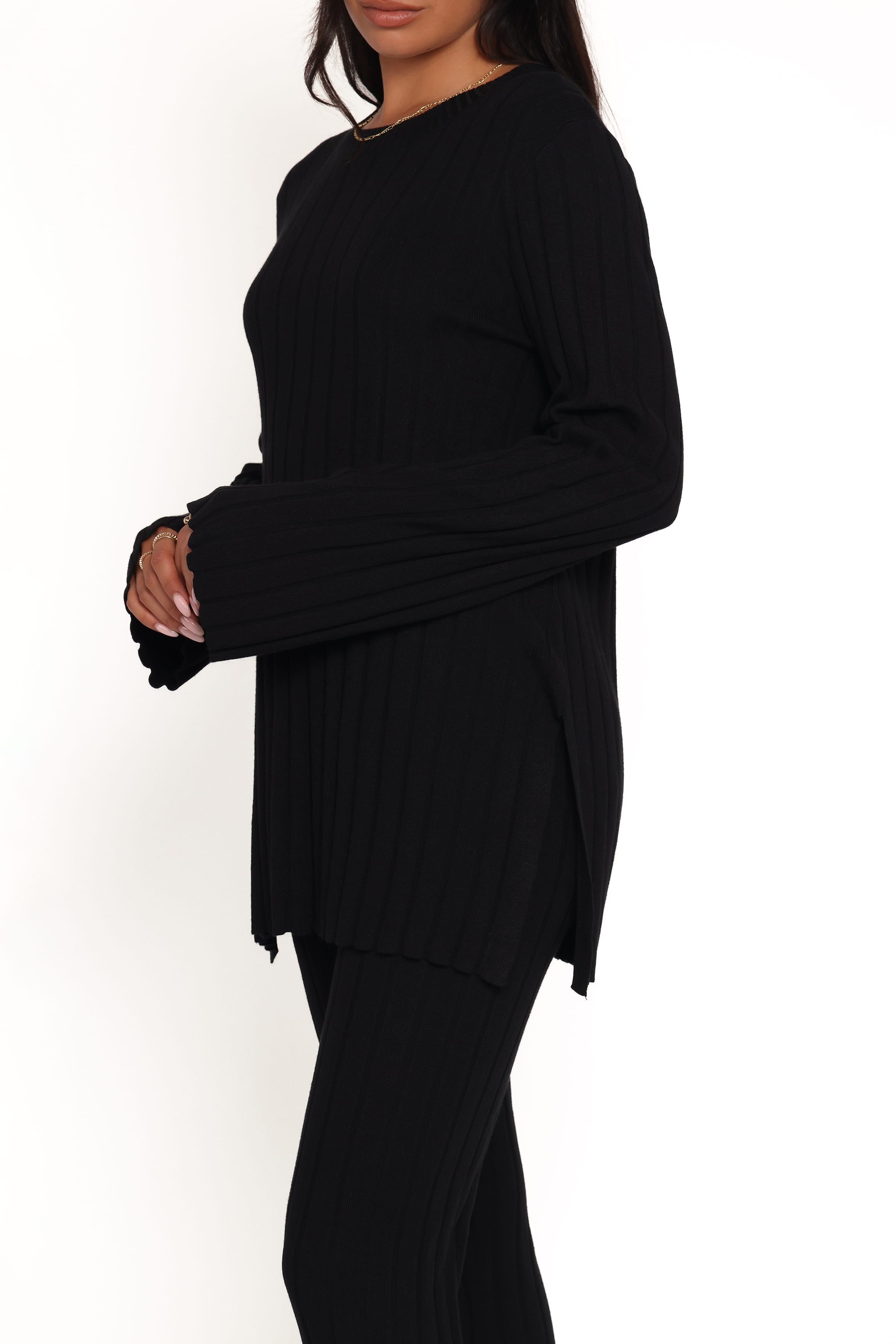Petal and Pup USA SETS Silvie Long Sleeve Knitted Set - Black