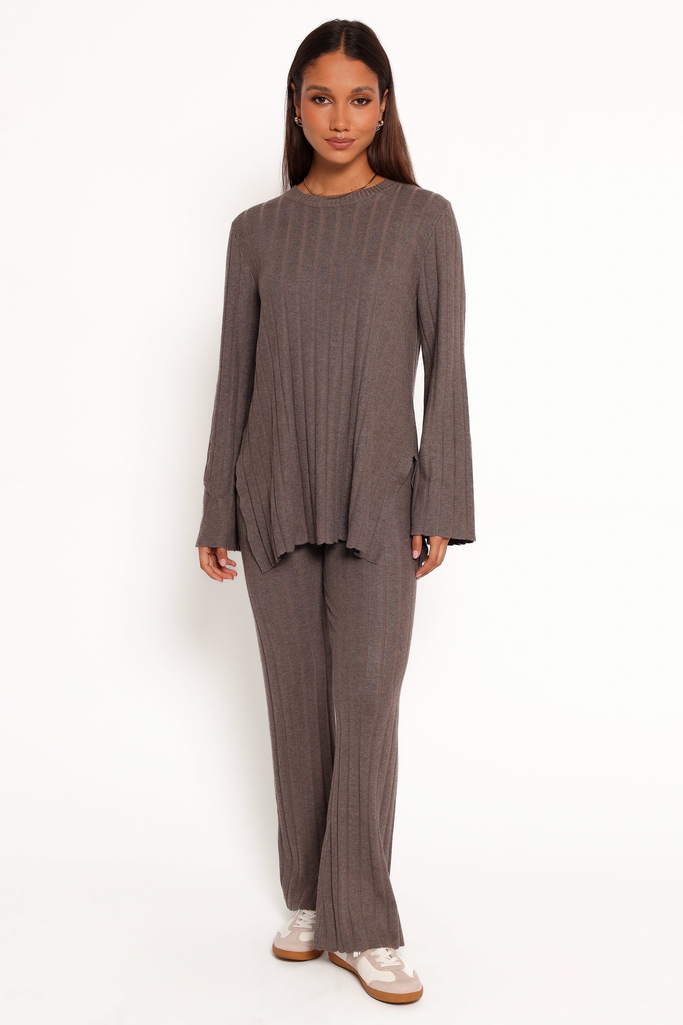 Petal and Pup USA SETS Silvie Long Sleeve Knitted Set - Charcoal Grey