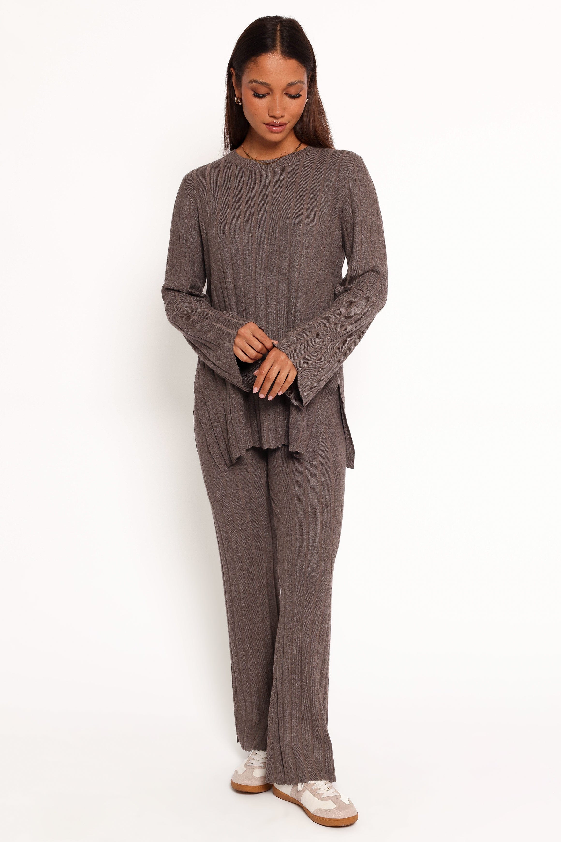 Petal and Pup USA SETS Silvie Long Sleeve Knitted Set - Charcoal Grey