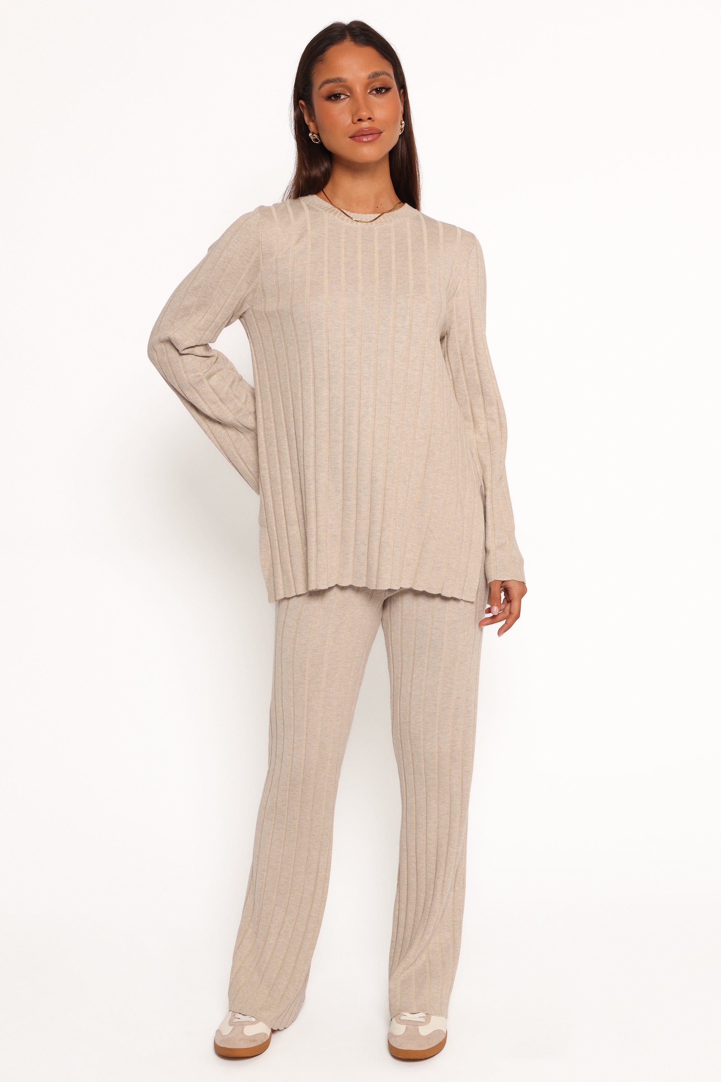 Petal and Pup USA SETS Silvie Long Sleeve Knitted Set - Oatmeal