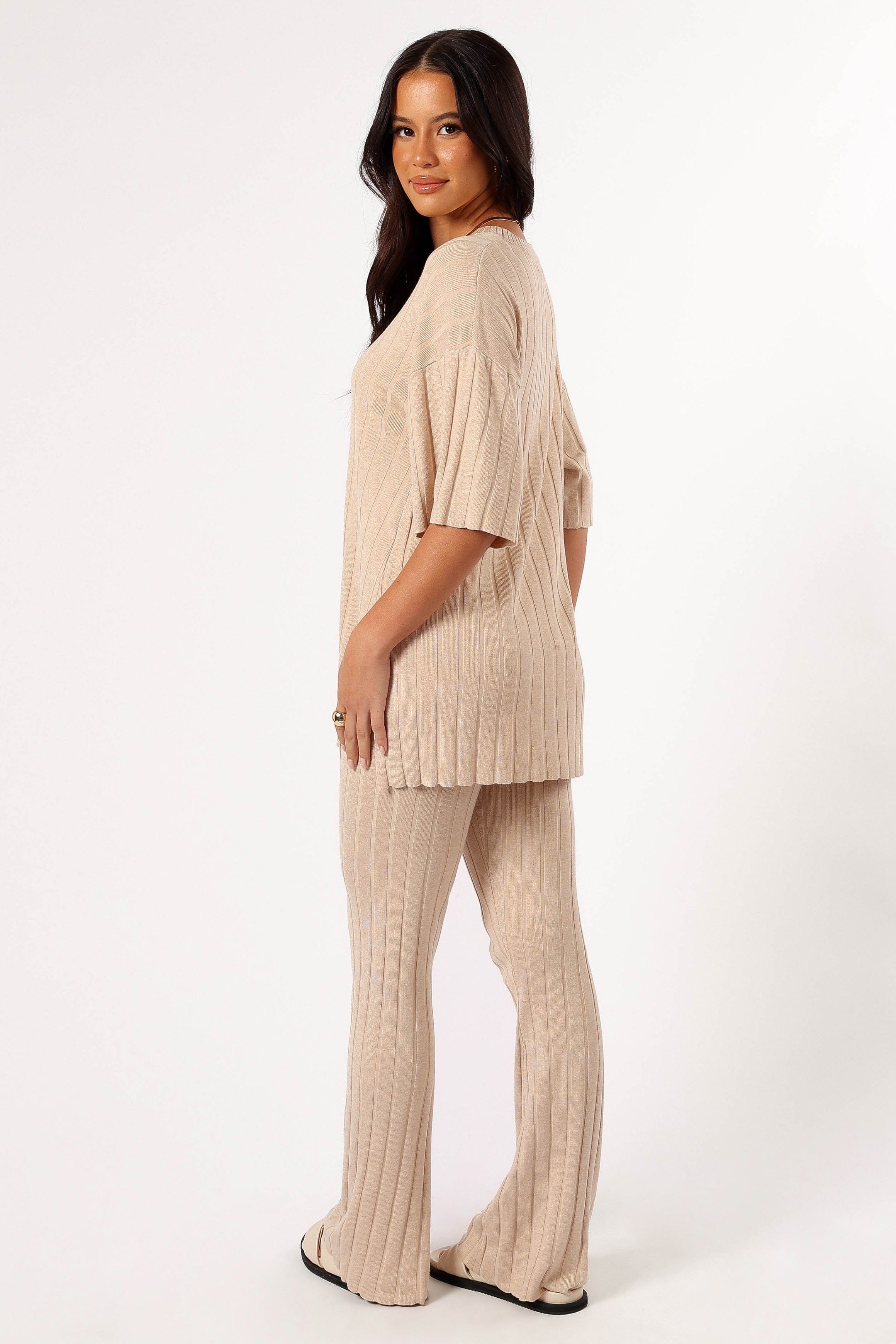 Petal and Pup USA SETS Silvie Short Sleeve Knitted Set - Beige