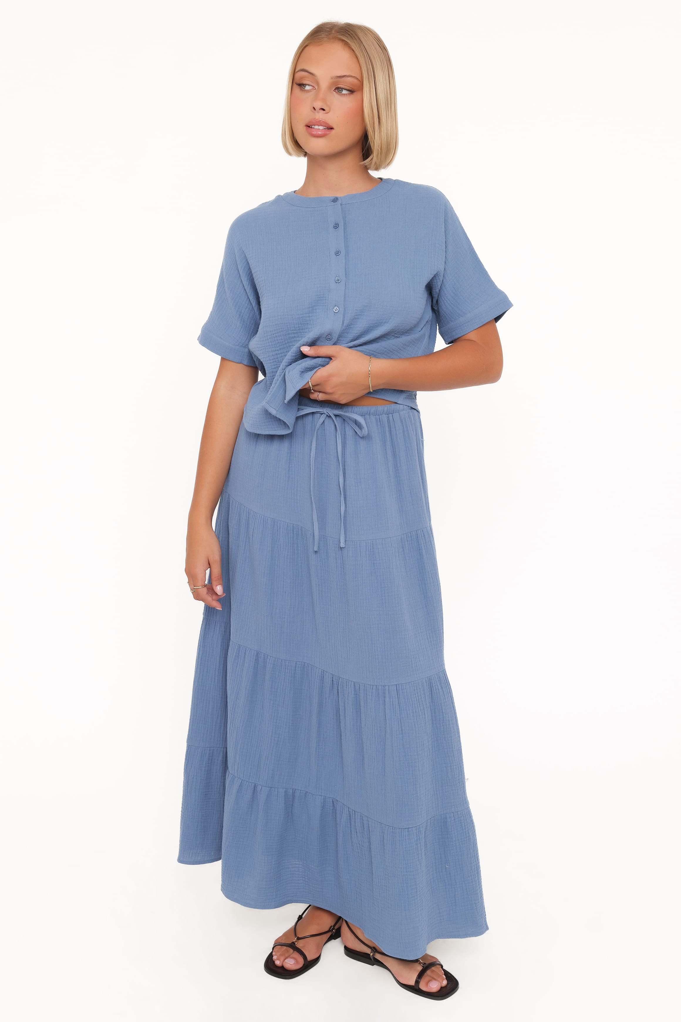 Petal and Pup USA SETS Sophia Skirt Set - Denim Blue