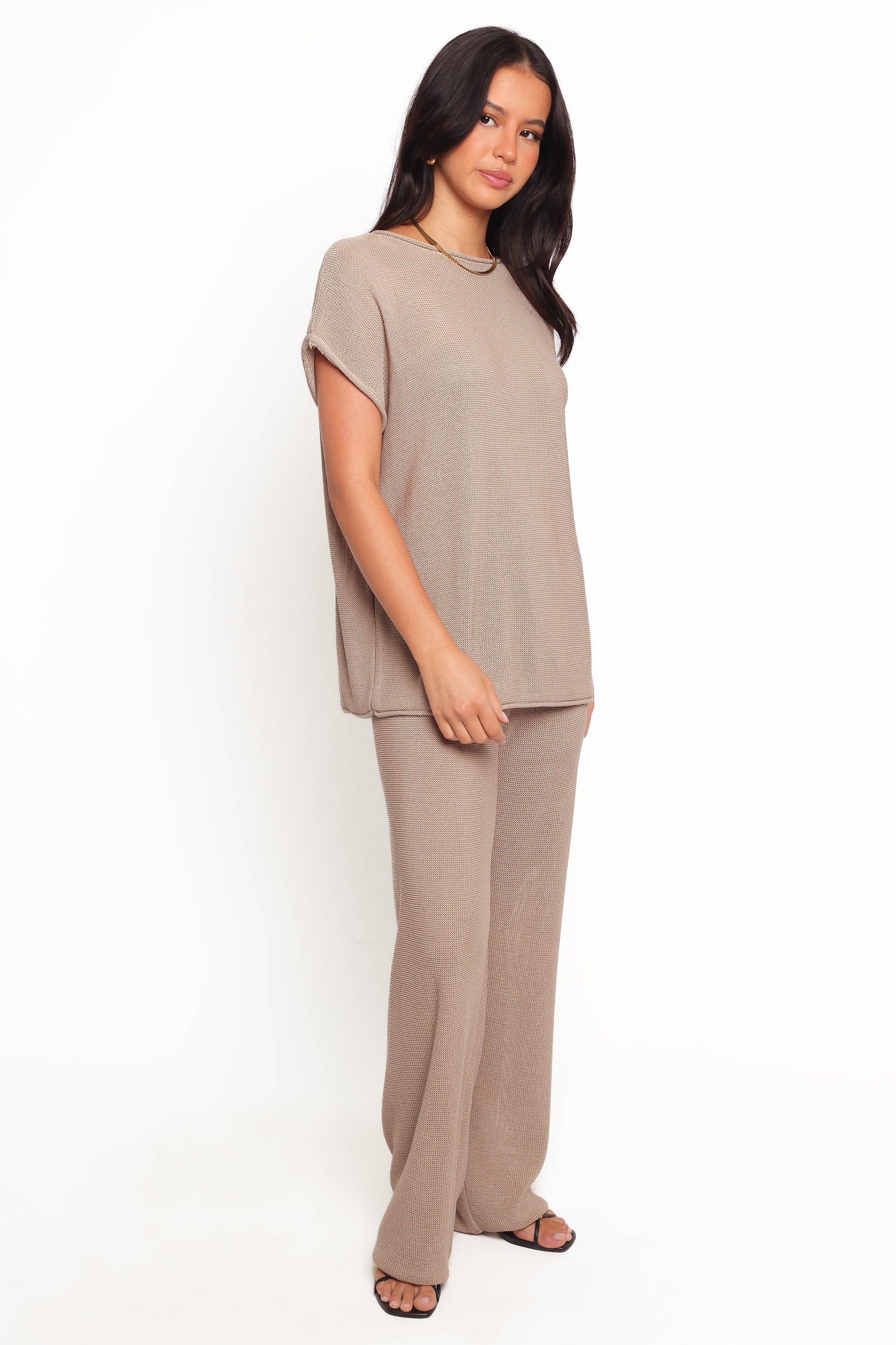 Petal and Pup USA SETS Stassia Knitted Pant Set - Brown