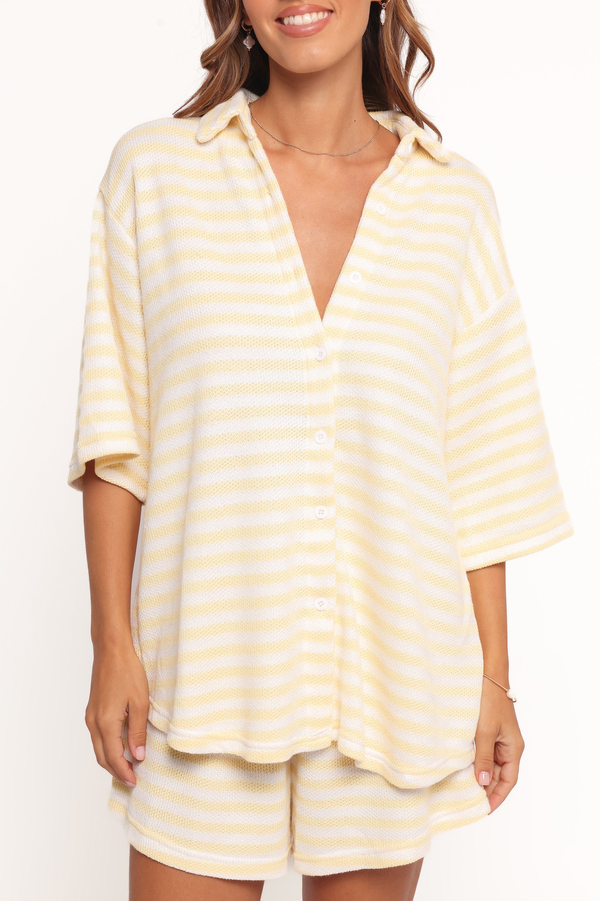 Petal and Pup USA SETS Sunny Knitted Short Set - Yellow Stripe