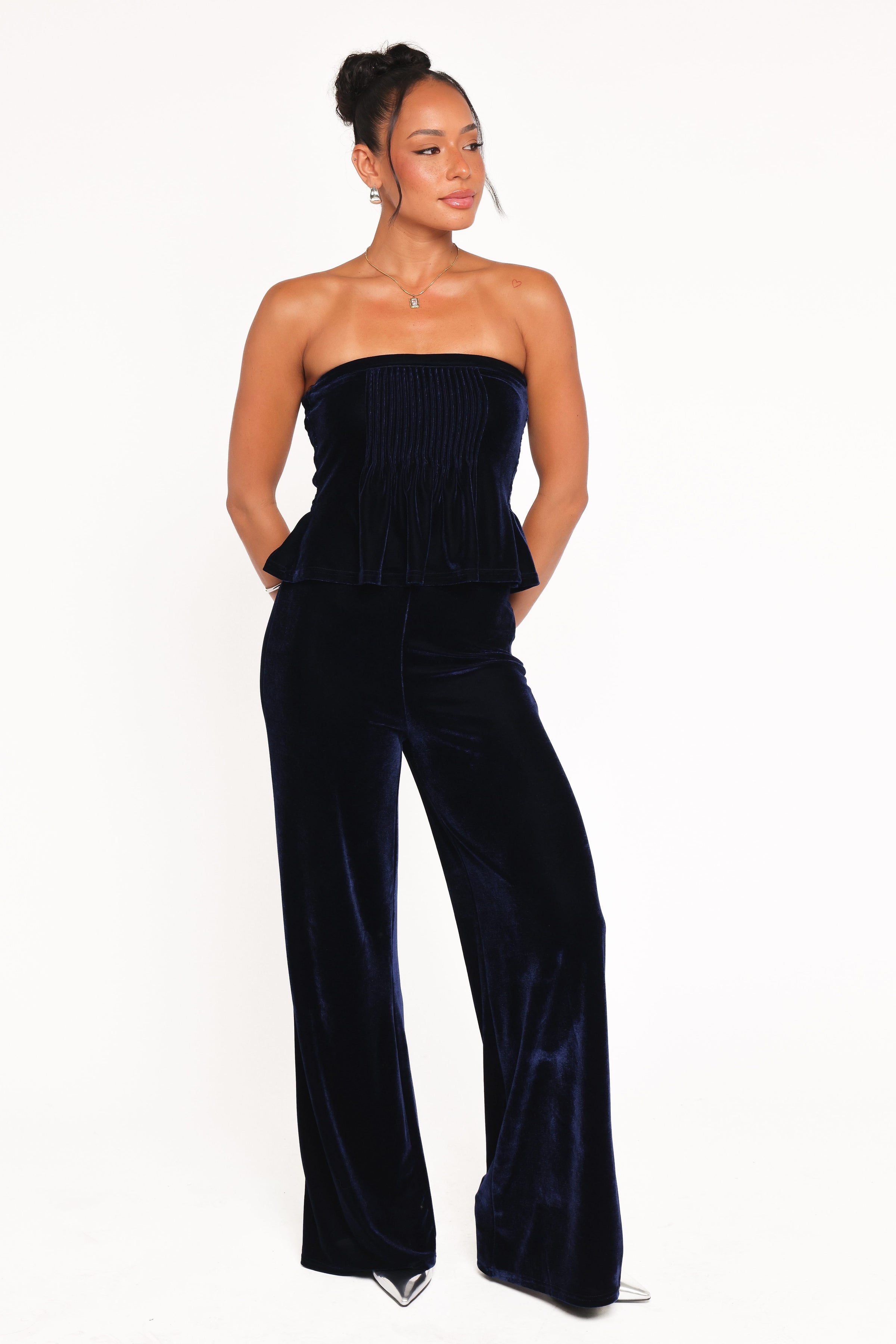 Petal and Pup USA SETS Sutton Strapless Pant Set - Midnight Blue Velvet