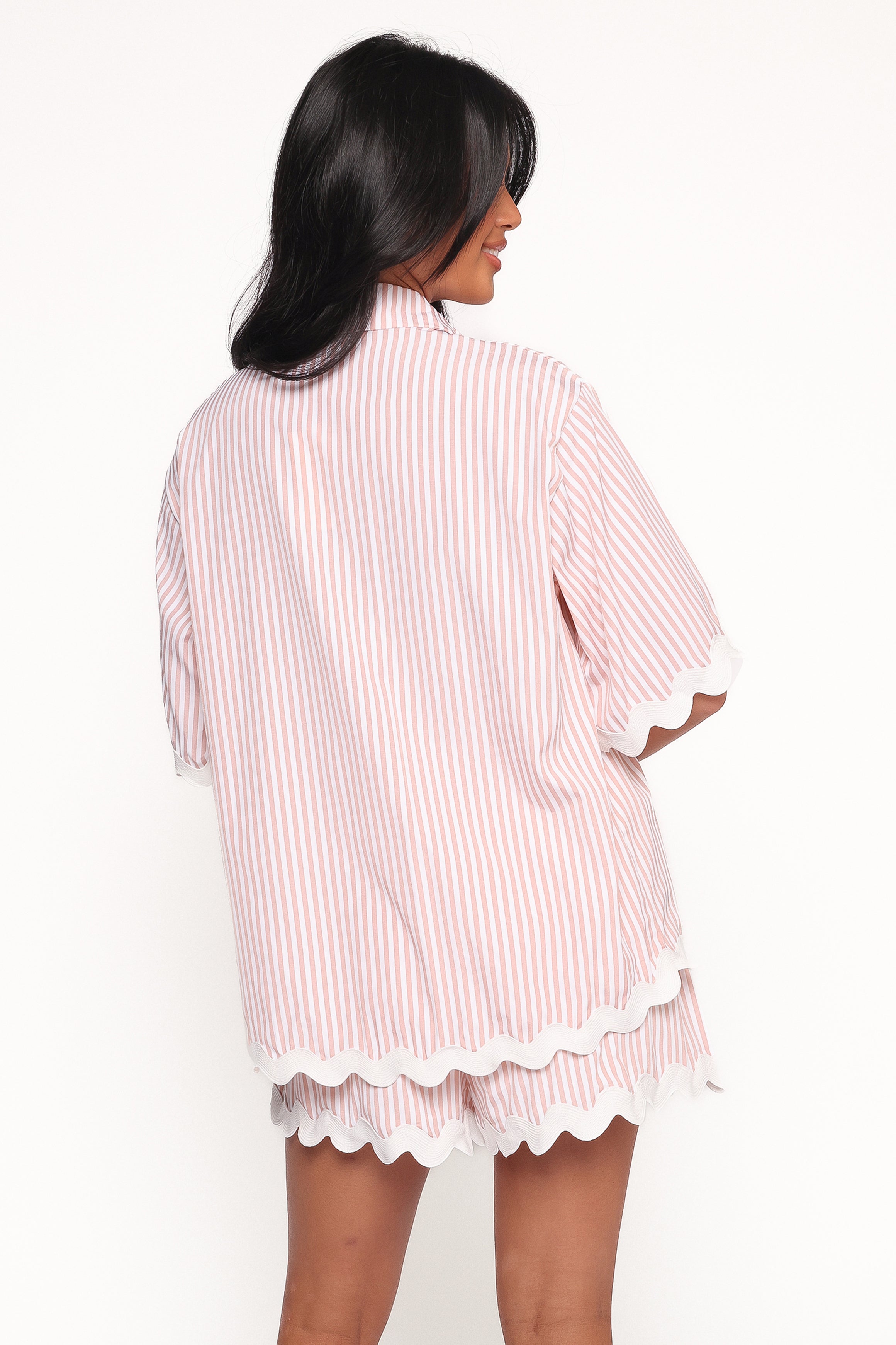 Petal and Pup USA SETS Wilson Short Set - Peach Stripe White