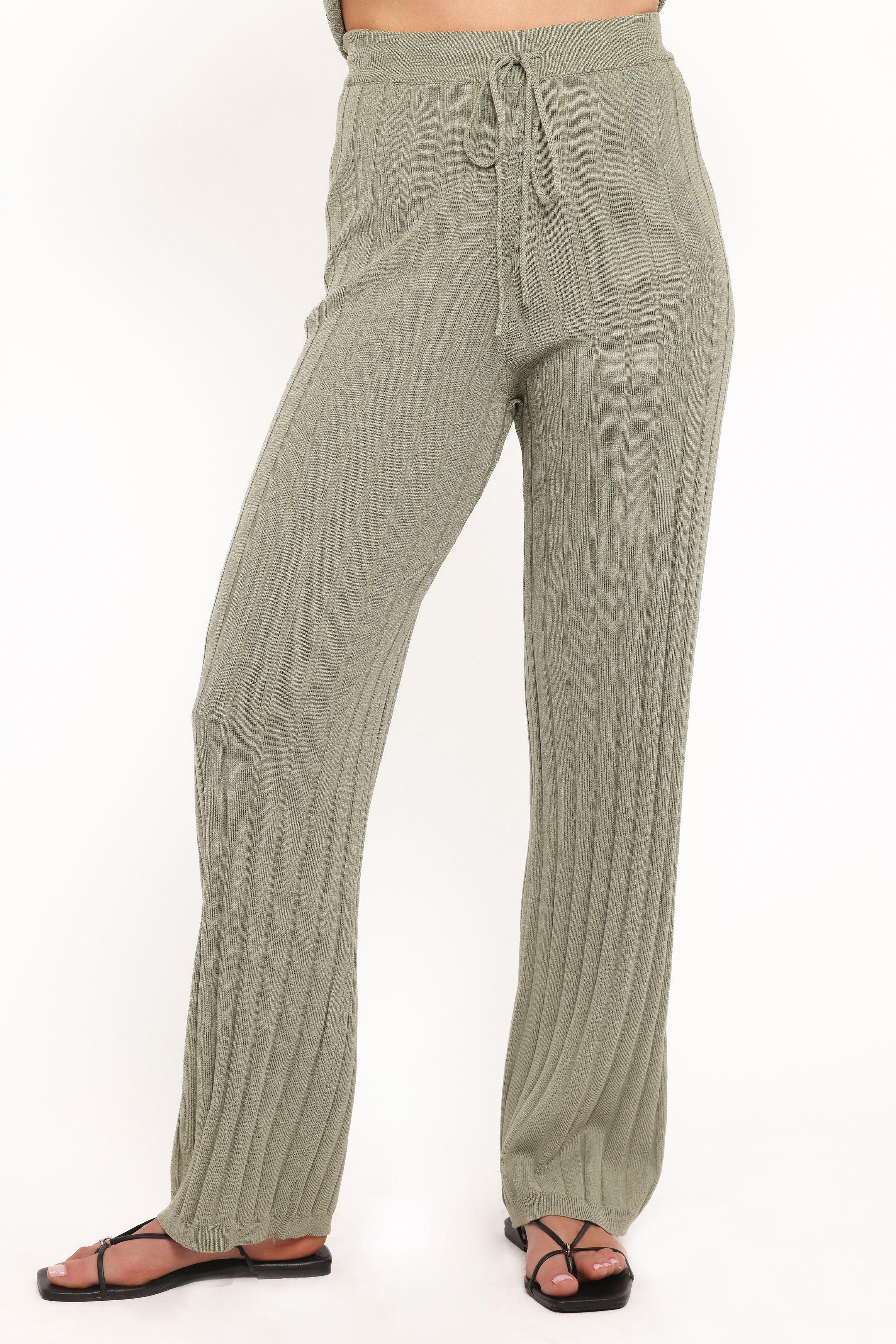 Petal and Pup USA SETS Yulissa Wide Ribbed Pant Set - Khaki Green