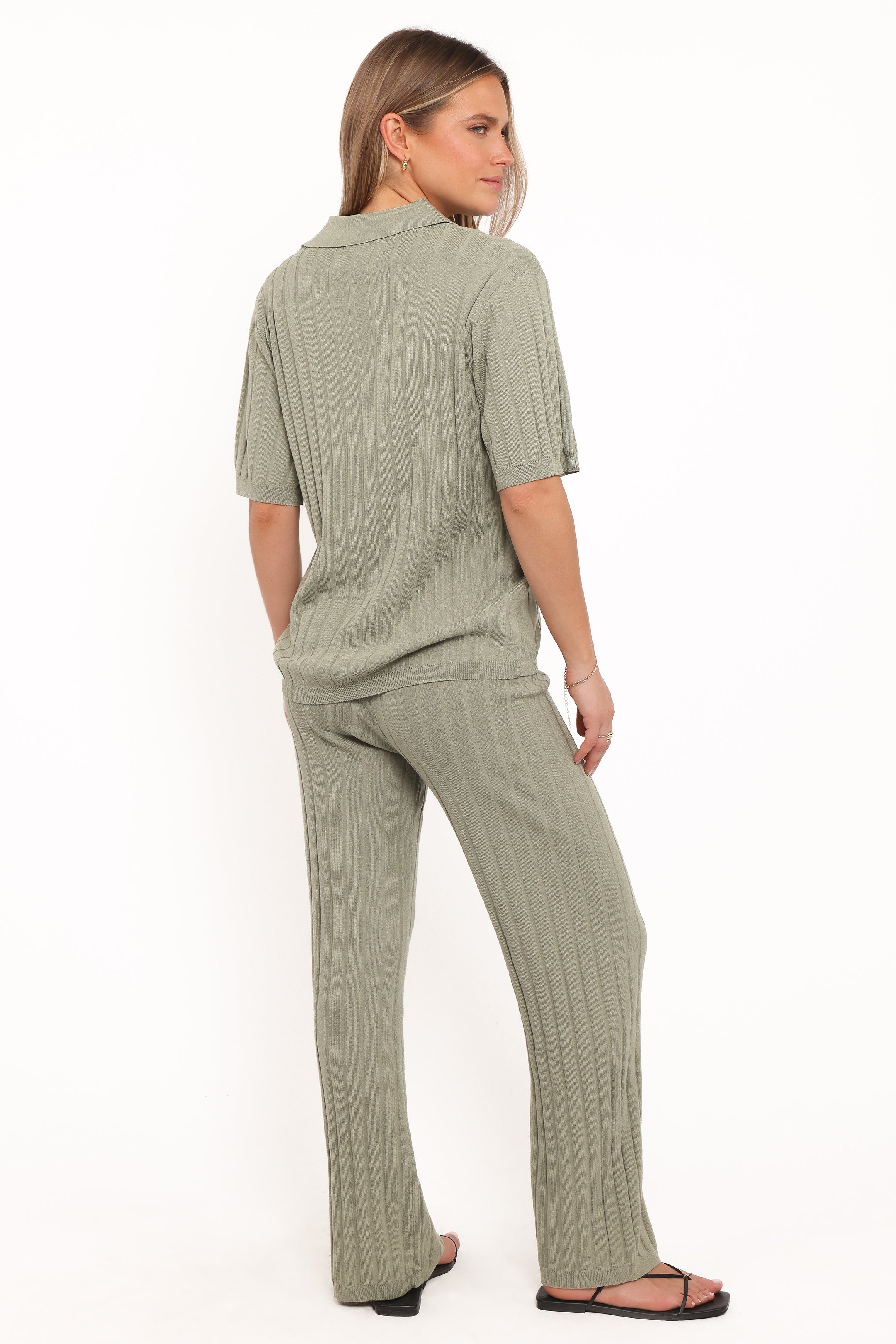 Petal and Pup USA SETS Yulissa Wide Ribbed Pant Set - Khaki Green