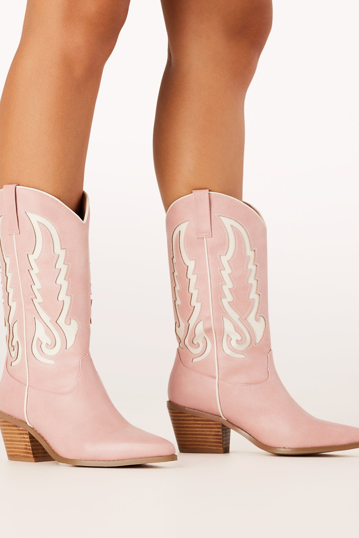 Petal and Pup USA SHOES Norva Cowboy Boots - Pink/Ivory