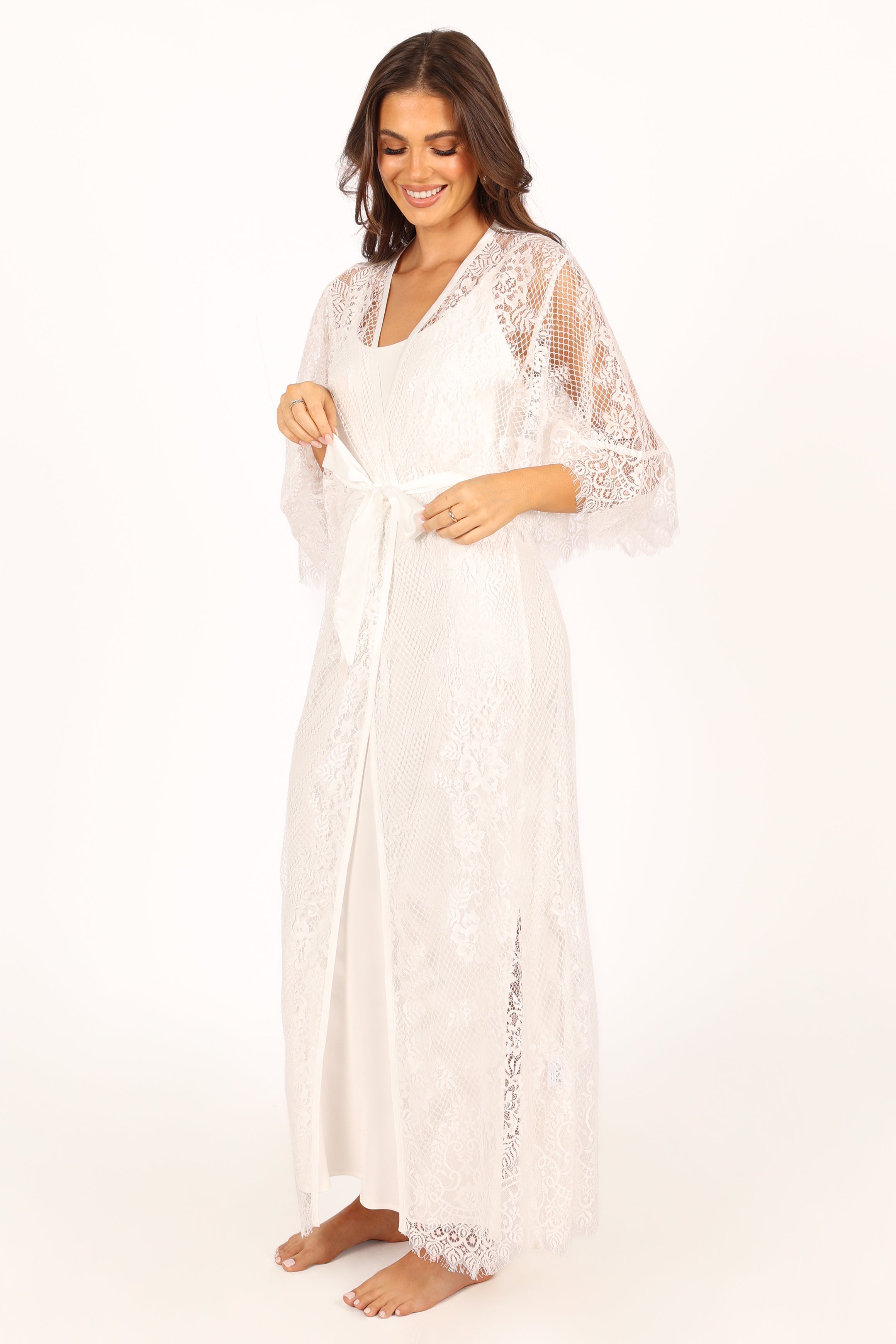Petal and Pup USA SWIM & INTIMATES Nephele Lace Bridal Robe - Ivory