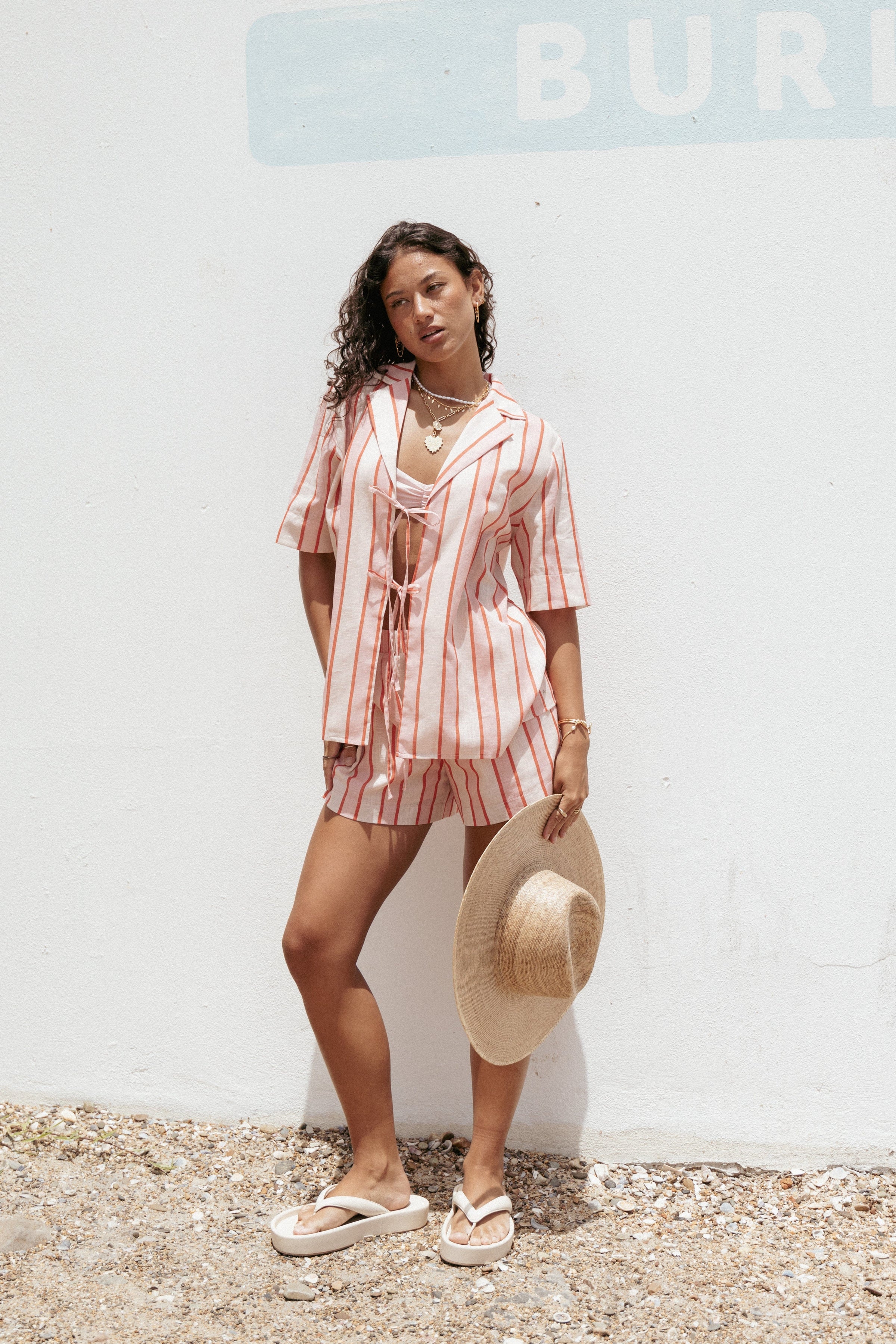Petal and Pup USA TOPS Aaliyah Tie Front Top - Pink Stripe (Hold for Amazon)
