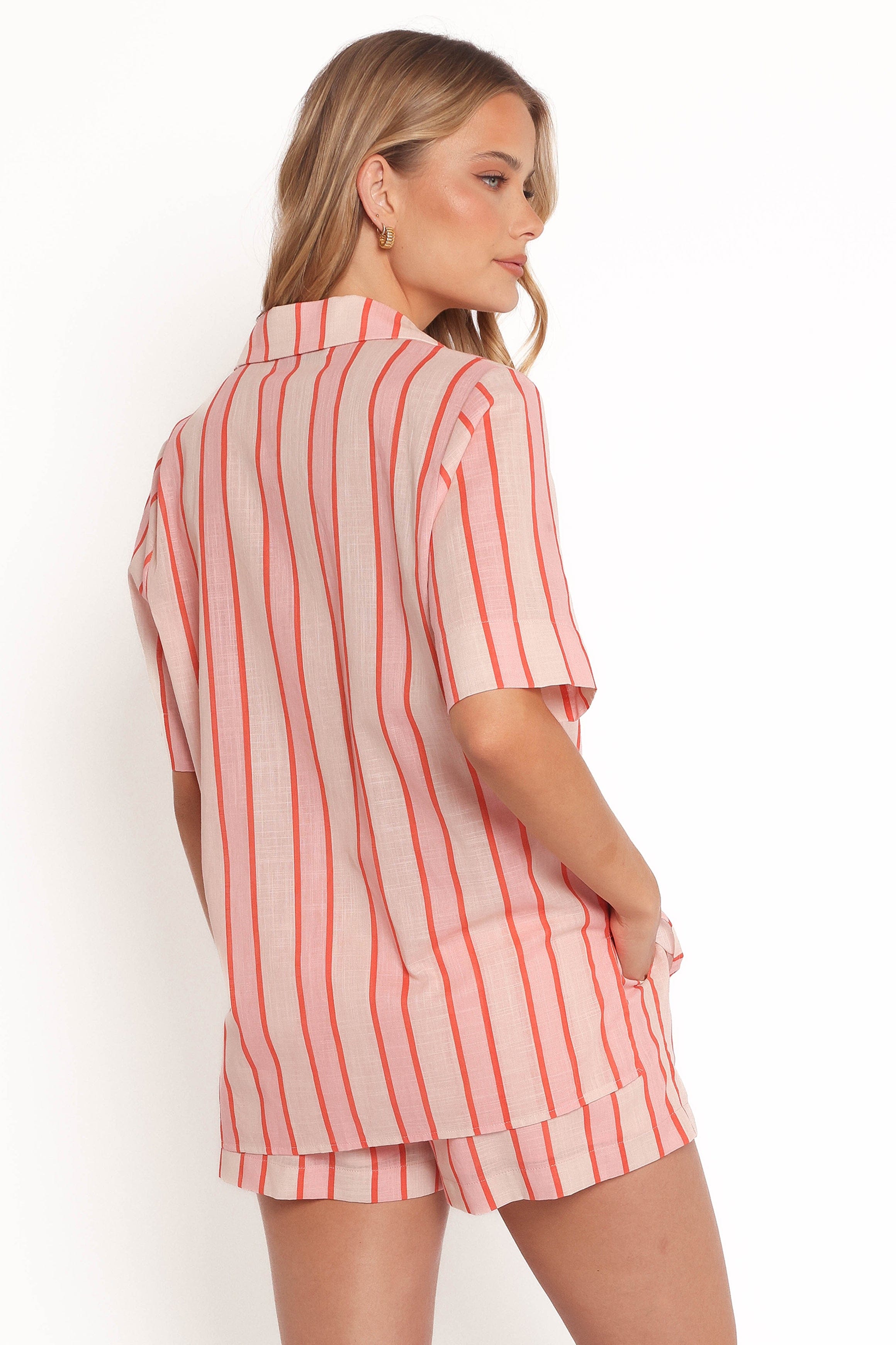 Petal and Pup USA TOPS Aaliyah Tie Front Top - Pink Stripe (Hold for Amazon)