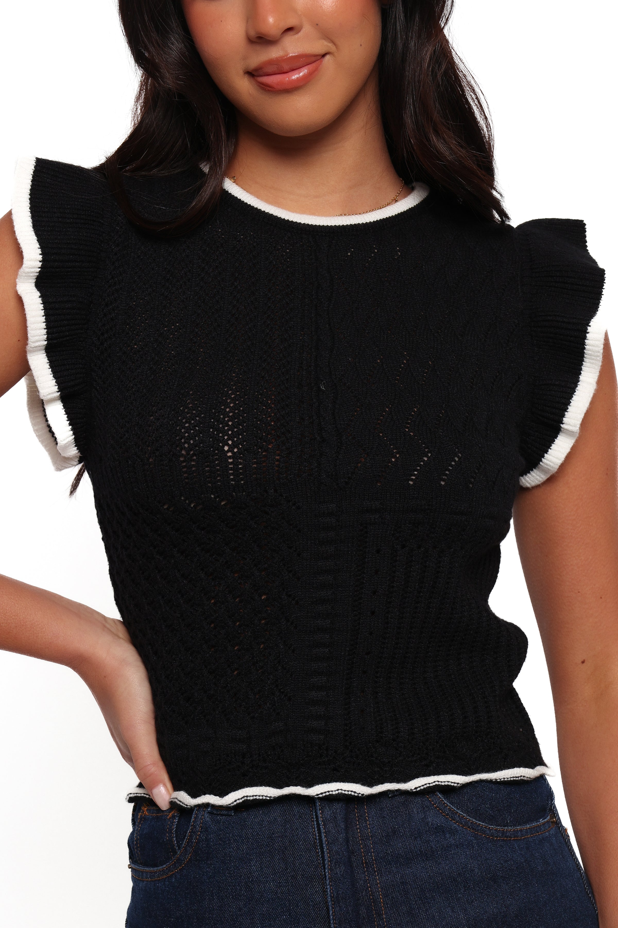 Petal and Pup USA TOPS Abby Knit Top - Black White