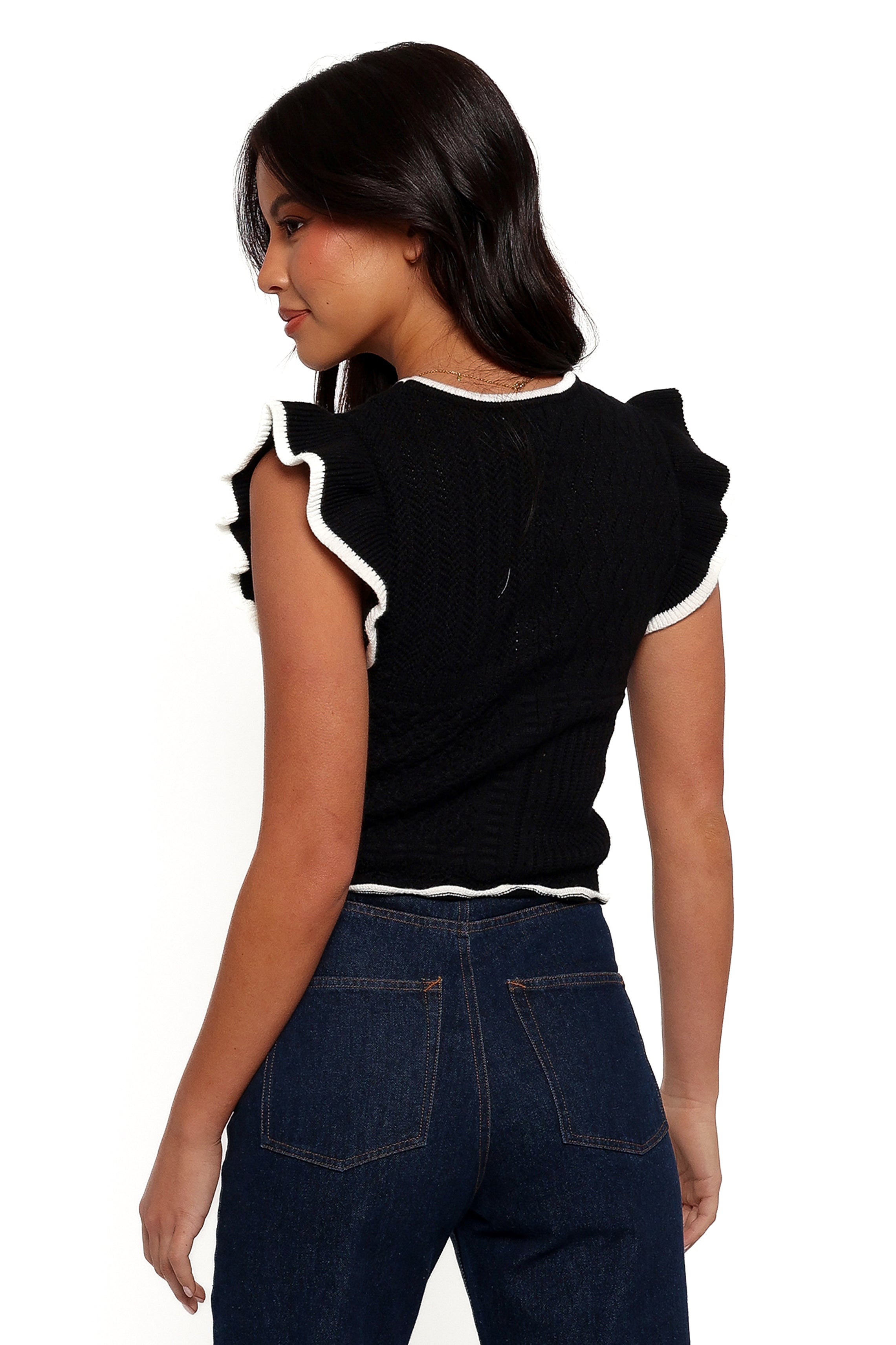 Petal and Pup USA TOPS Abby Knit Top - Black White