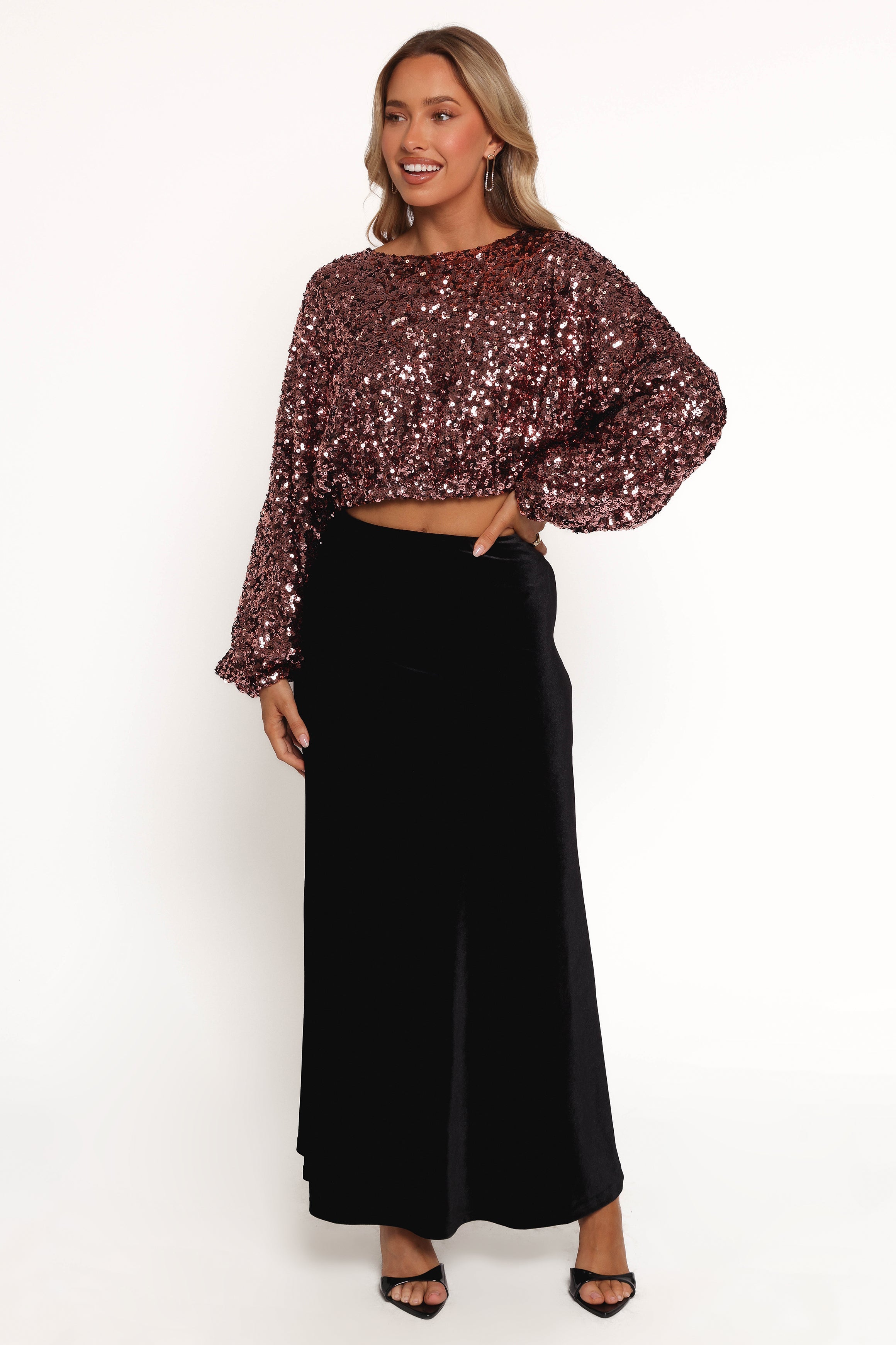 Petal and Pup USA TOPS Adelina Sequin Top - Black Rose