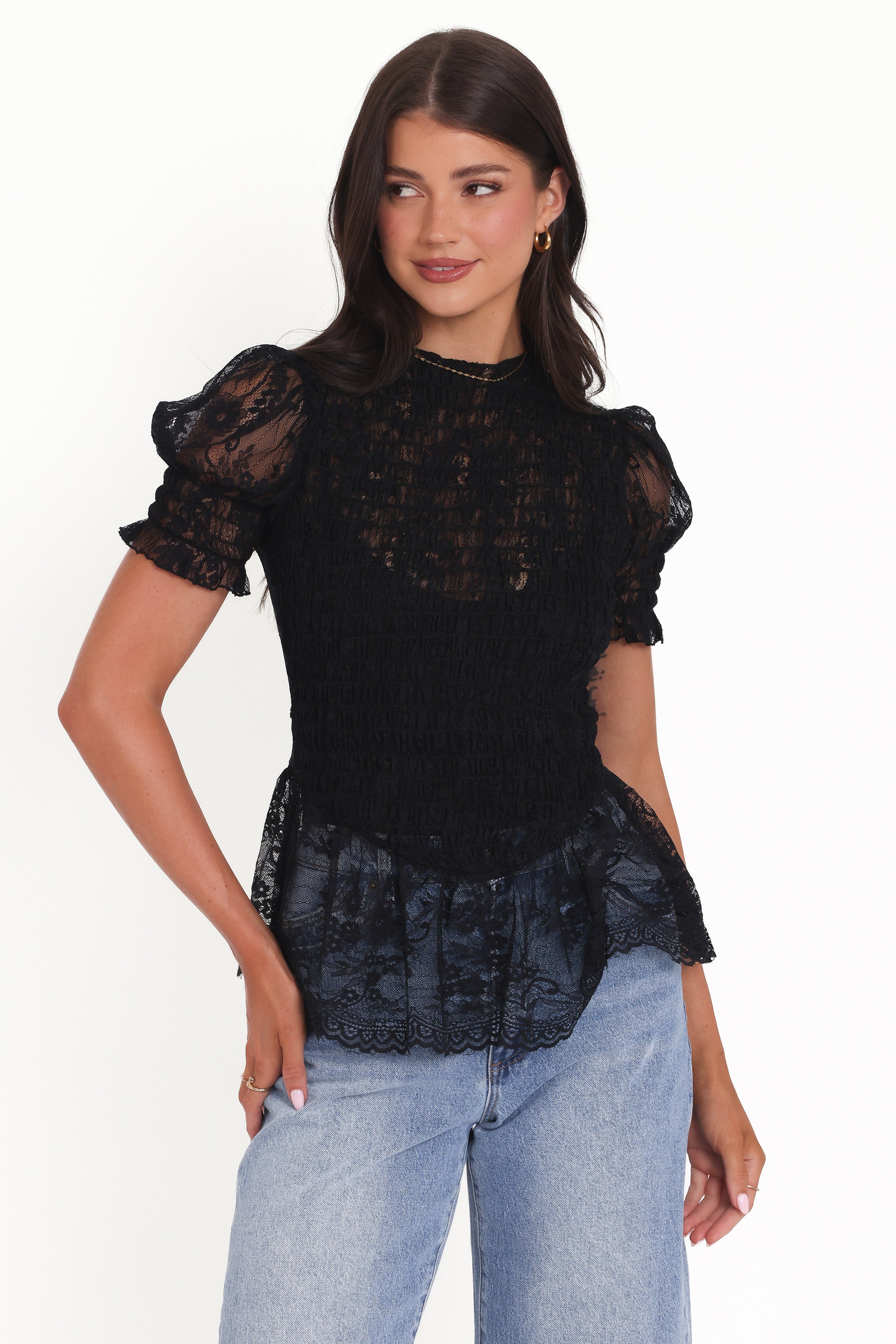 Petal and Pup USA TOPS Adeline Peplum Top - Black