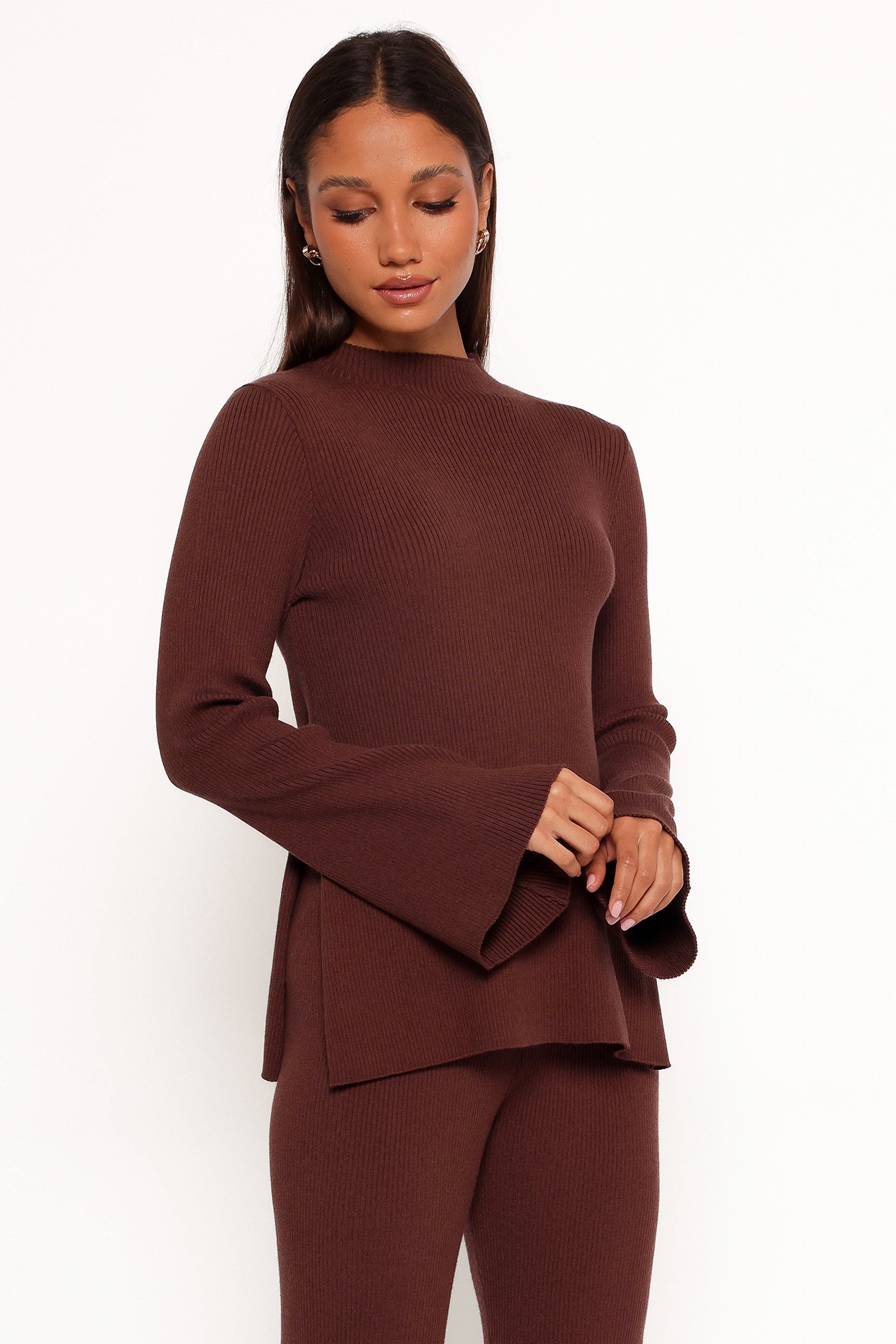 Petal and Pup USA TOPS Adrienne Knit Top - Chocolate