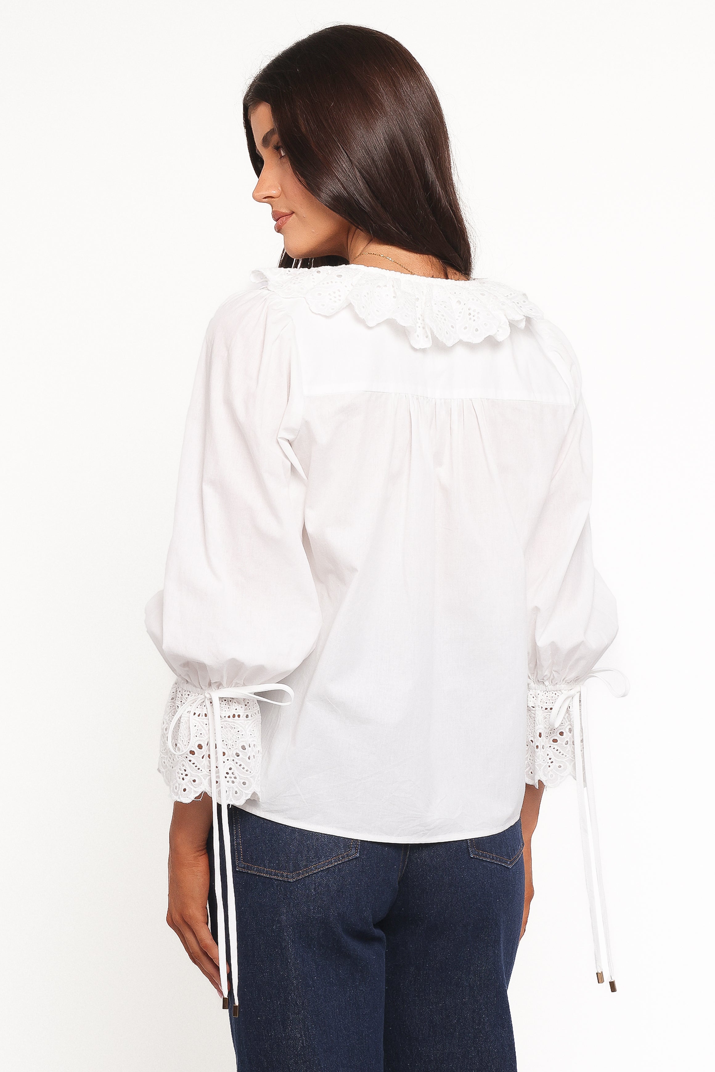 Petal and Pup USA TOPS Aelwen Ruffle Blouse - White Embroidery