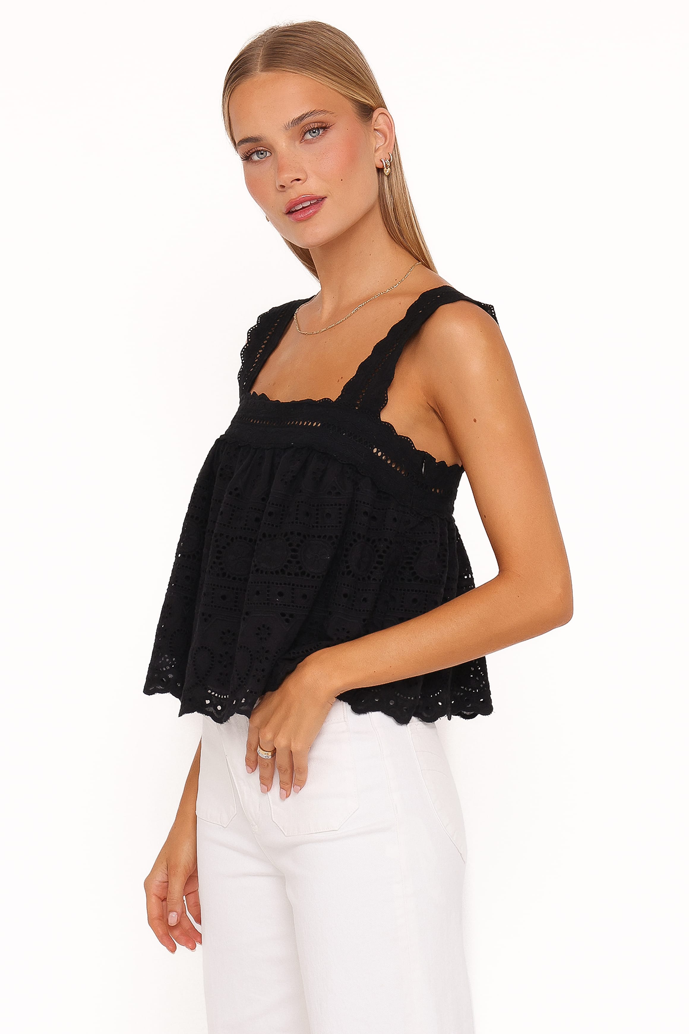 Petal and Pup USA TOPS Aideen Eyelet Top - Black