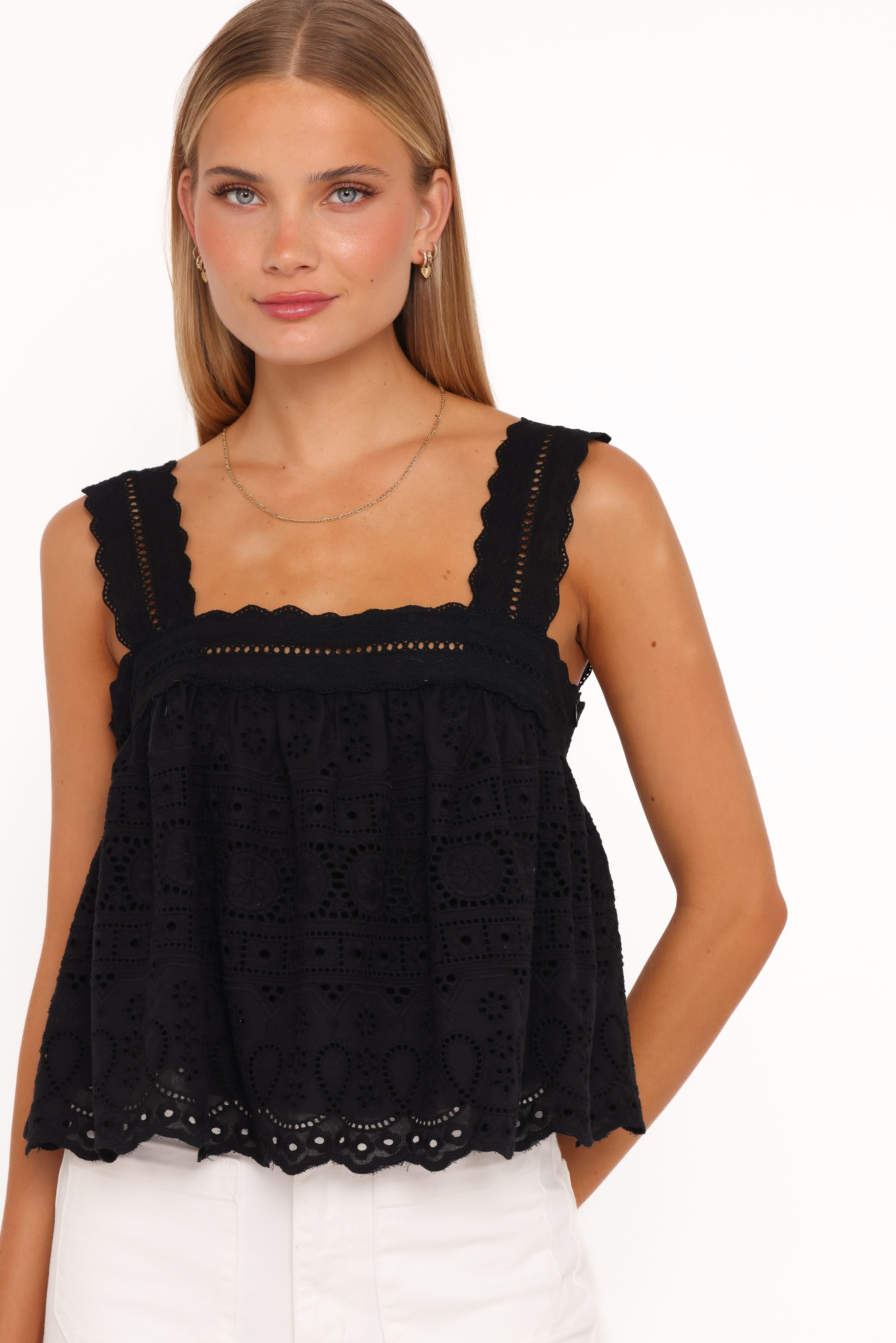 Petal and Pup USA TOPS Aideen Eyelet Top - Black