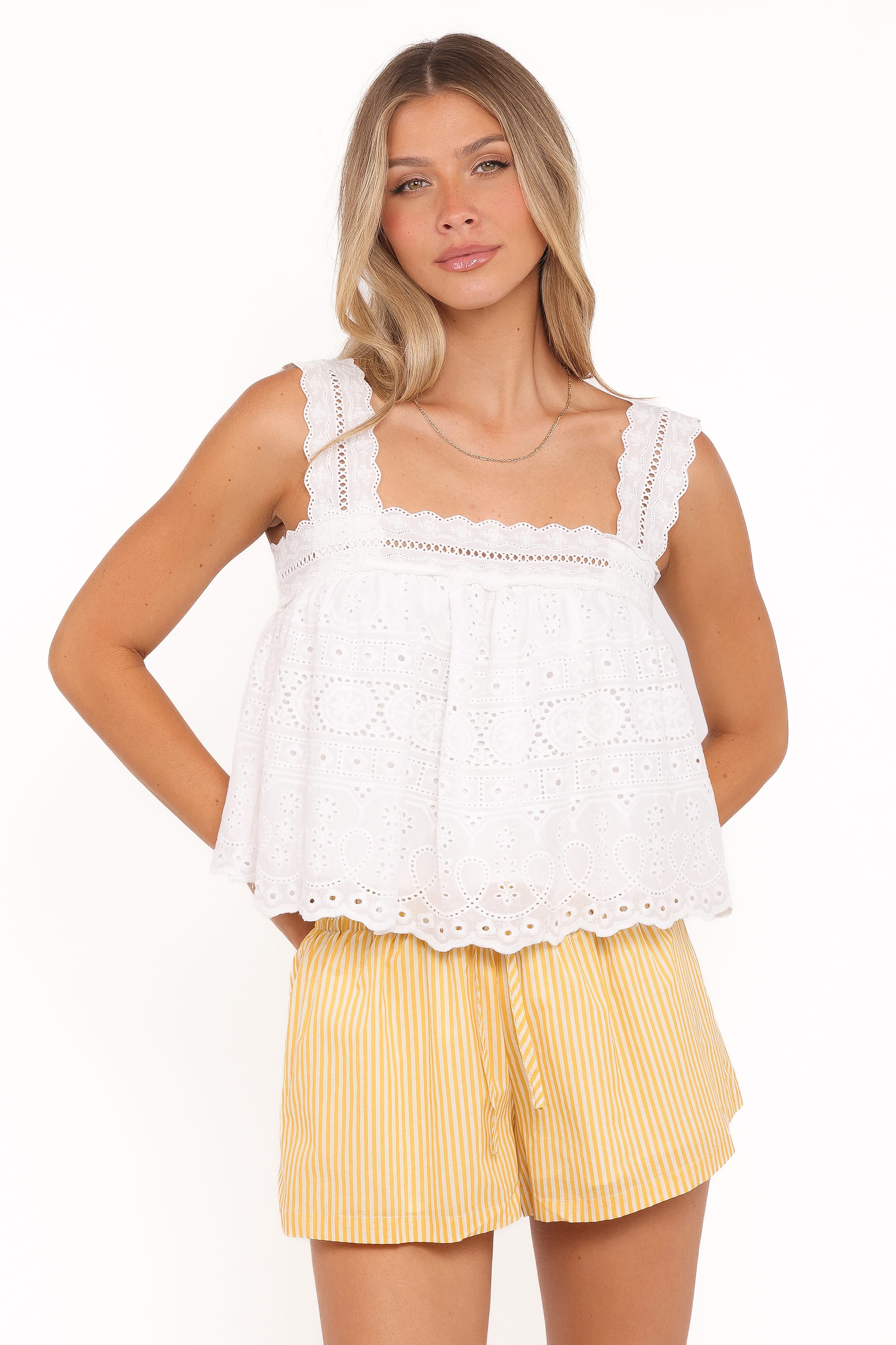 Petal and Pup USA TOPS Aideen Eyelet Top - White