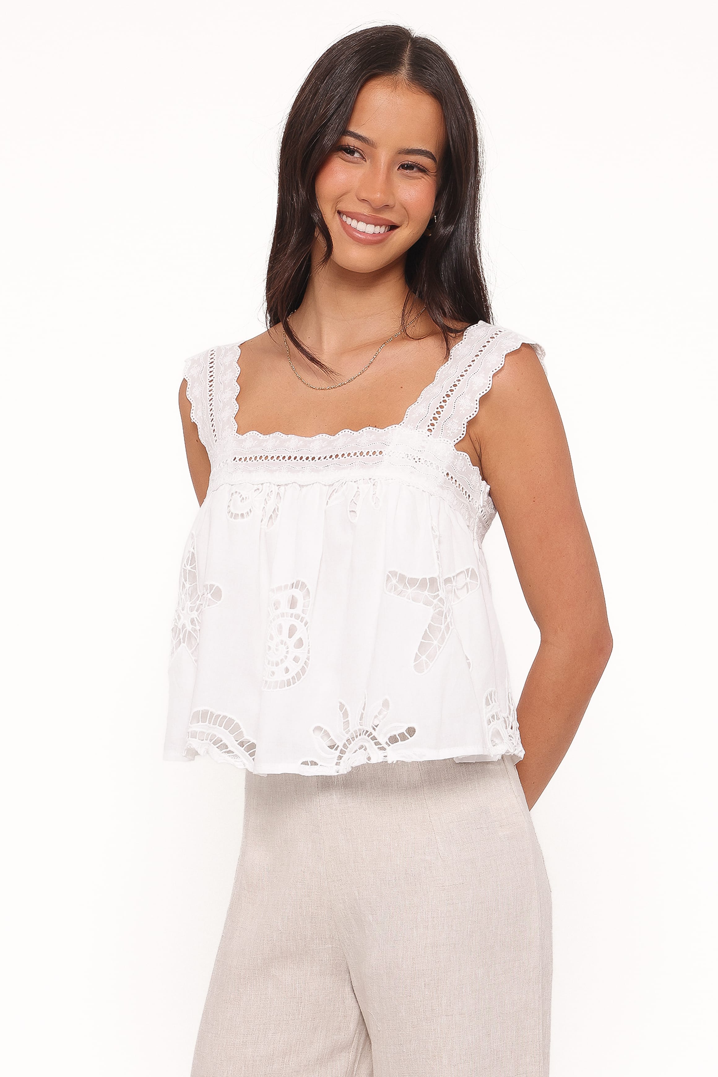 Petal and Pup USA TOPS Aideen Eyelet Top - White Shell