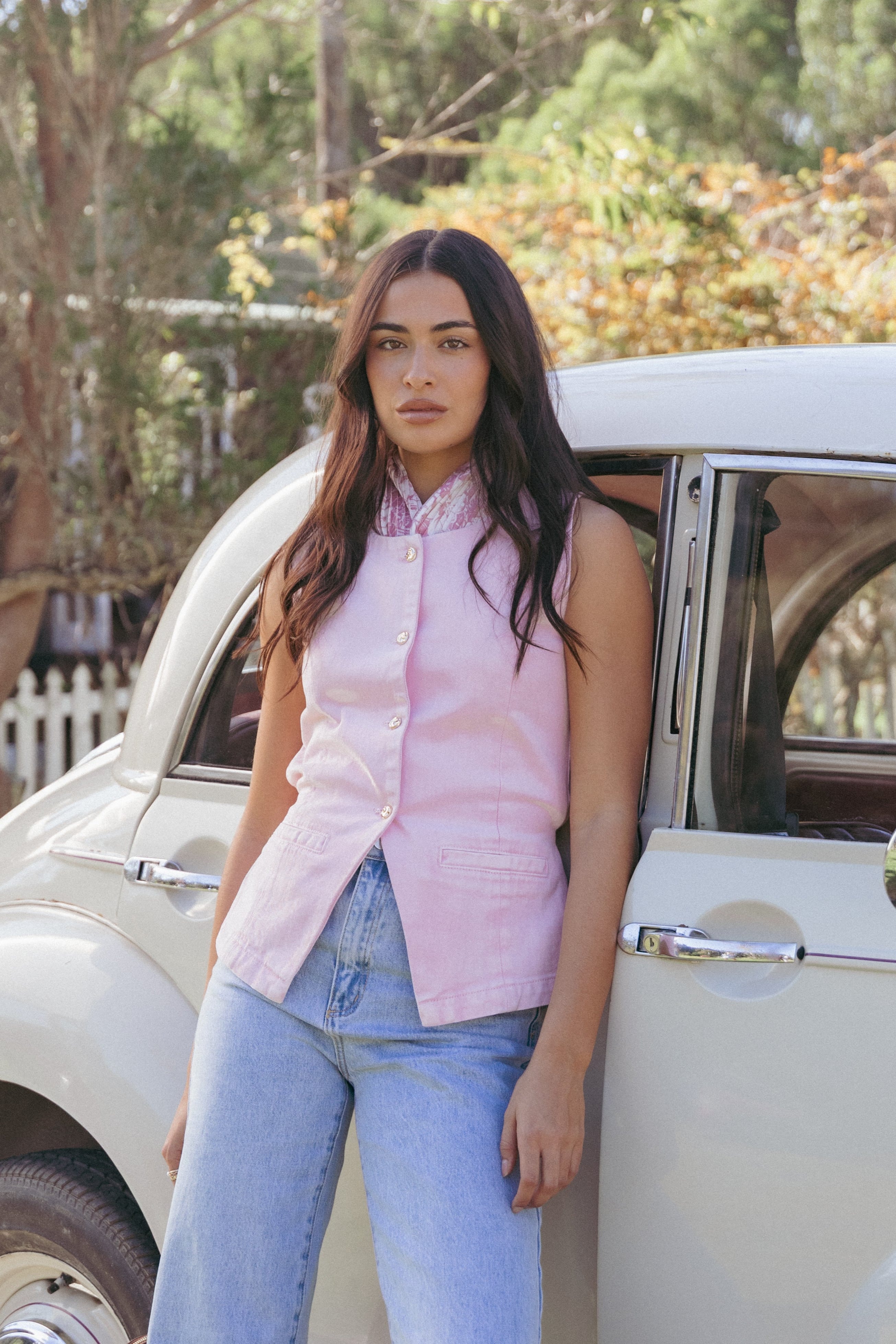 Ailis Denim Vest Top - Dusty Pink | Petal & Pup USA