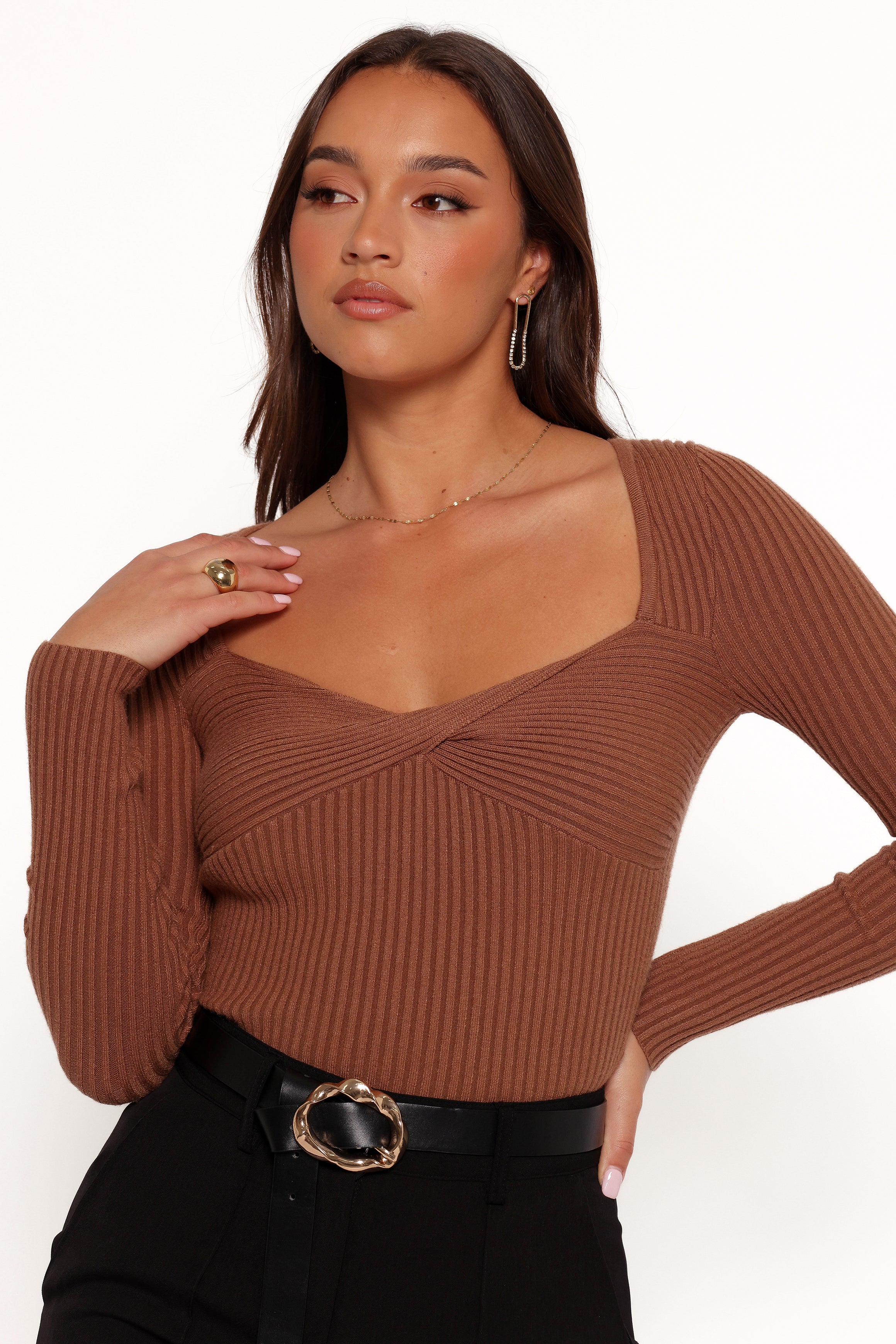 Petal and Pup USA TOPS Akopo Long Sleeve Top - Cognac