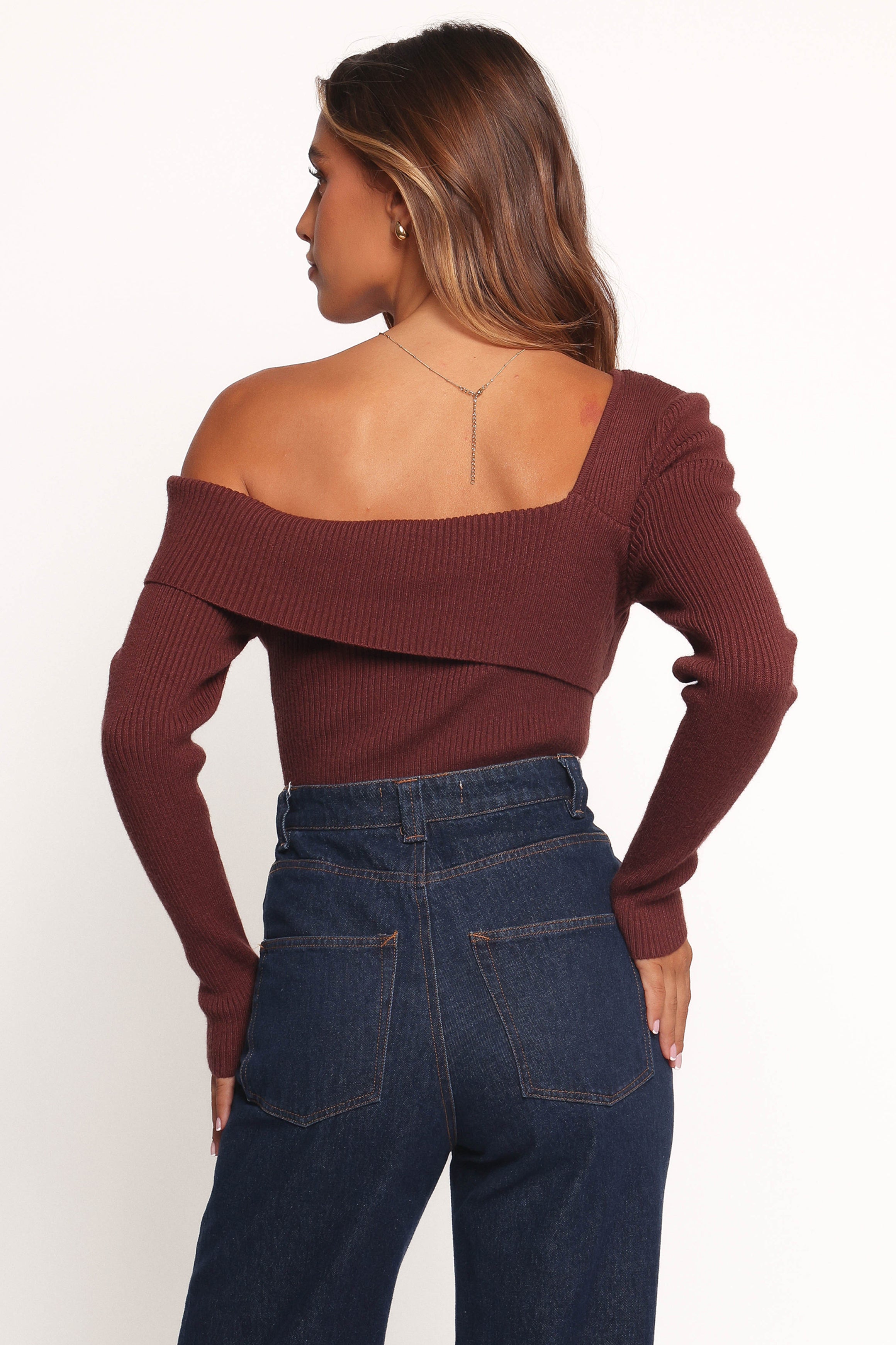Petal and Pup USA TOPS Aleena Knit Top - Chocolate Brown