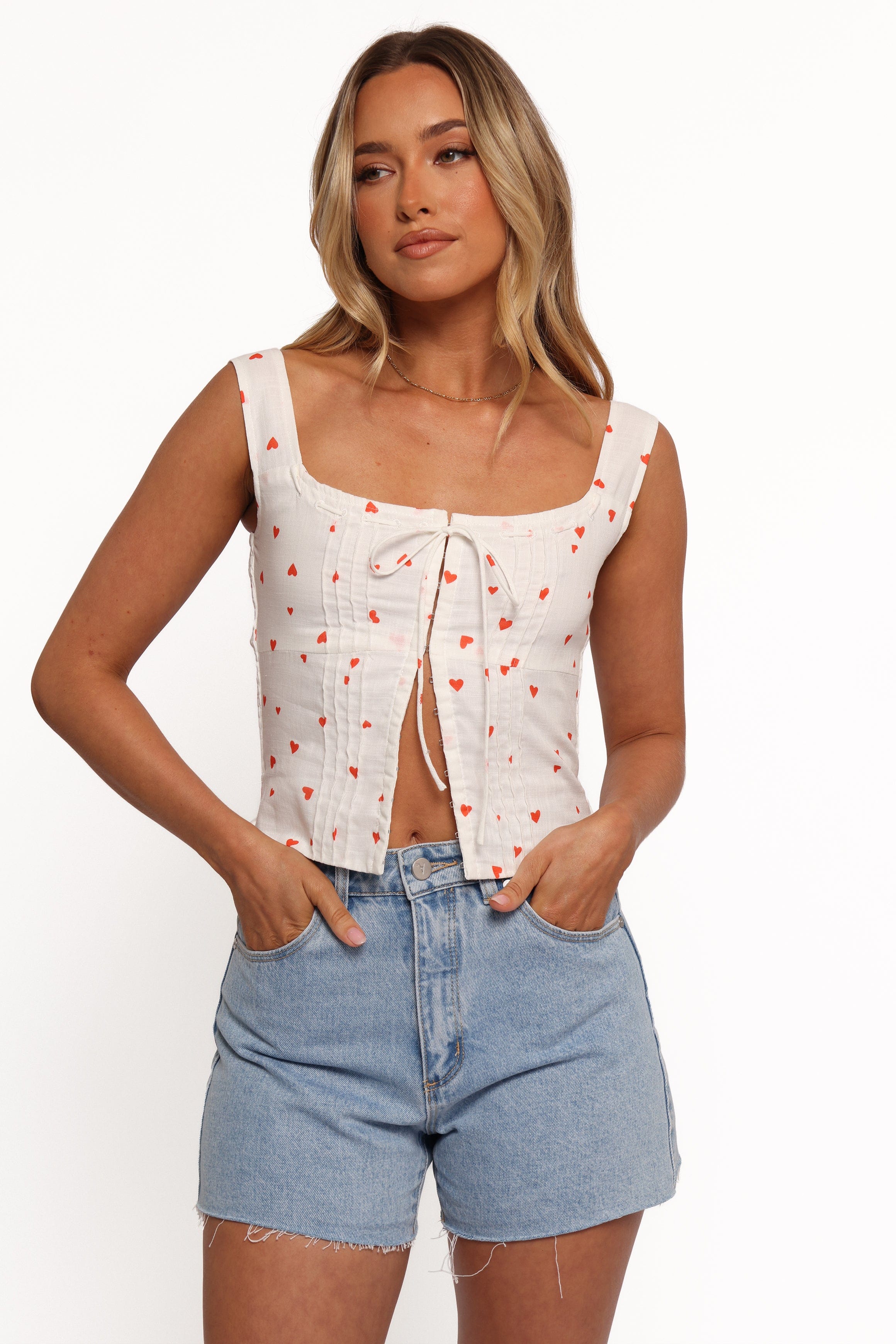 Petal and Pup USA TOPS Alice Corset Top - Ditsy Heart (Hold for Rack)