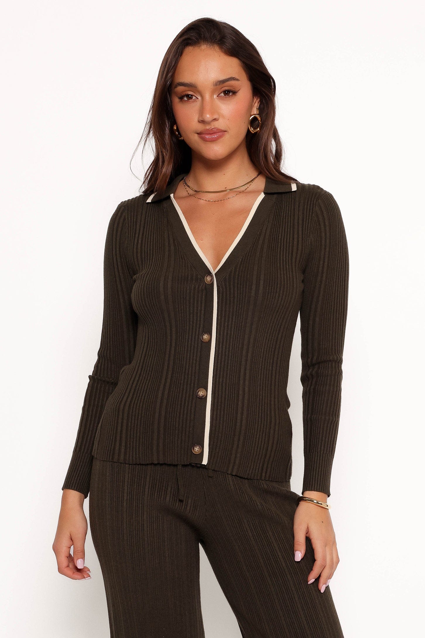 Petal and Pup USA TOPS Alondra Cardigan Knit Top - Olive