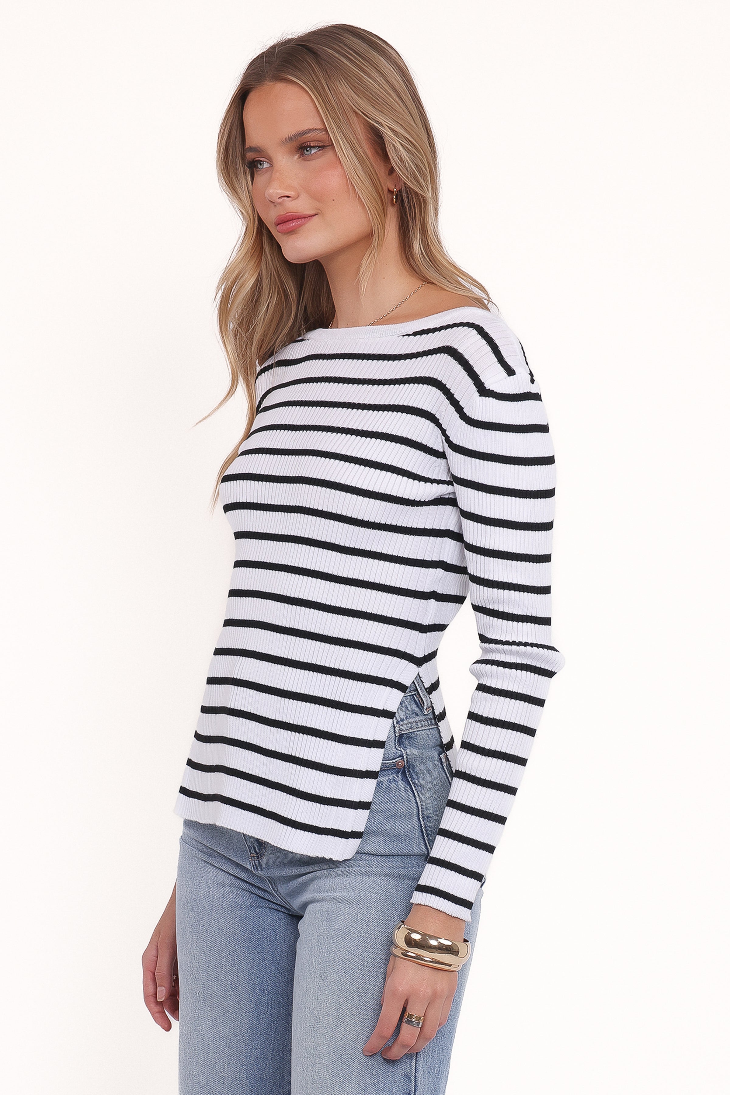 Petal and Pup USA TOPS Alvina Knit Top - White Black Stripe