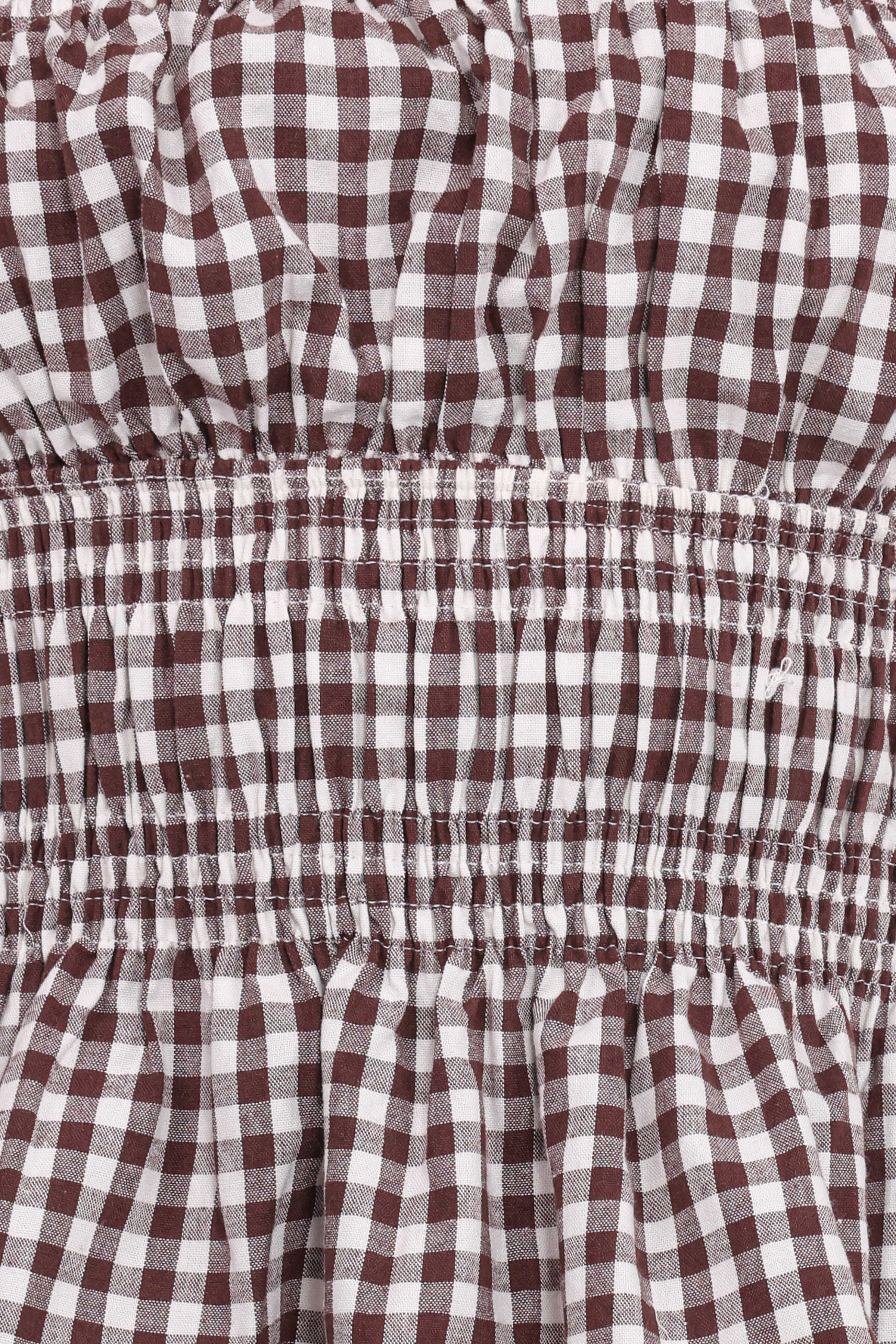 Petal and Pup USA TOPS Amity Strapless Top - Brown Gingham