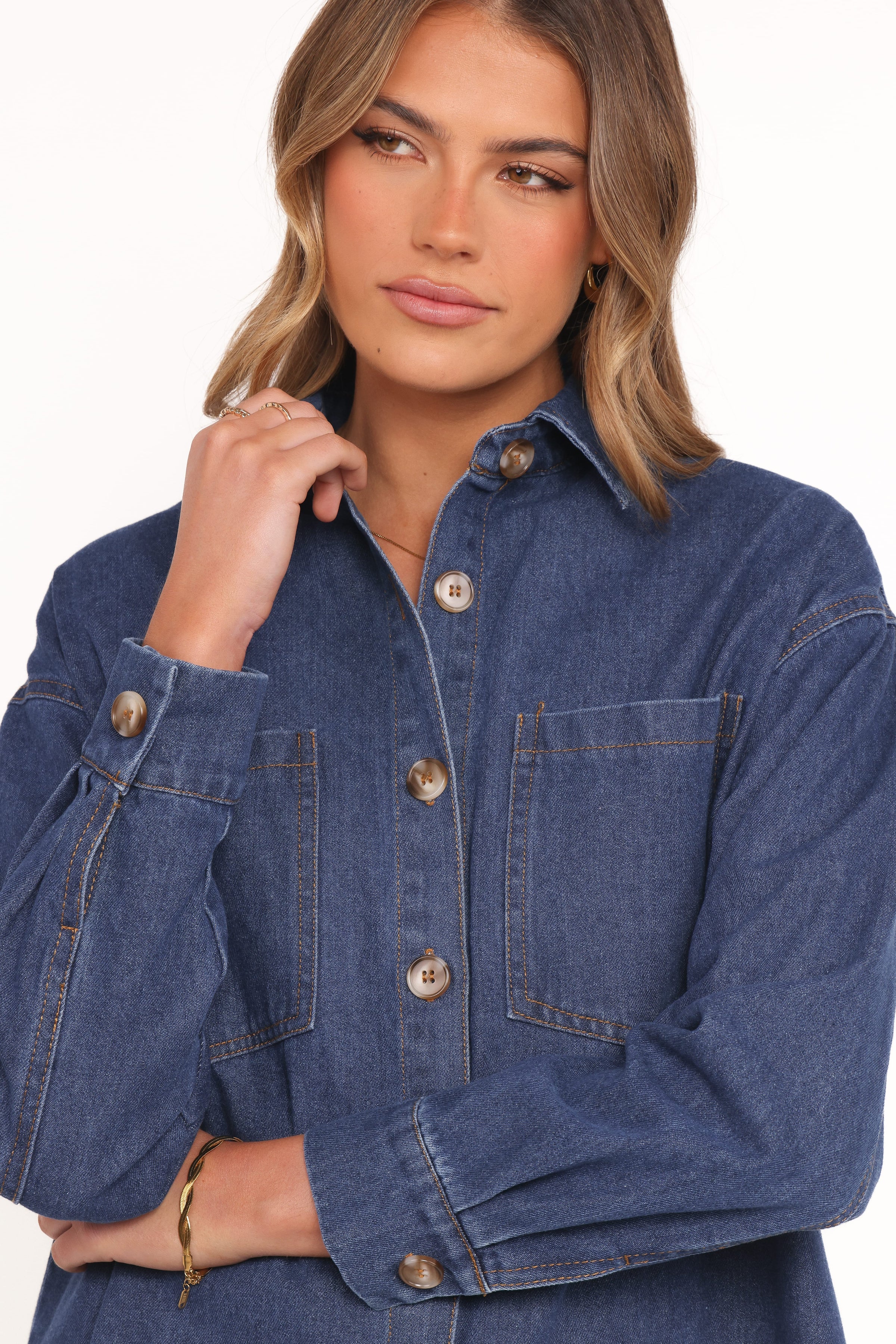 Petal and Pup USA TOPS Anicia Denim Shirt - Dark