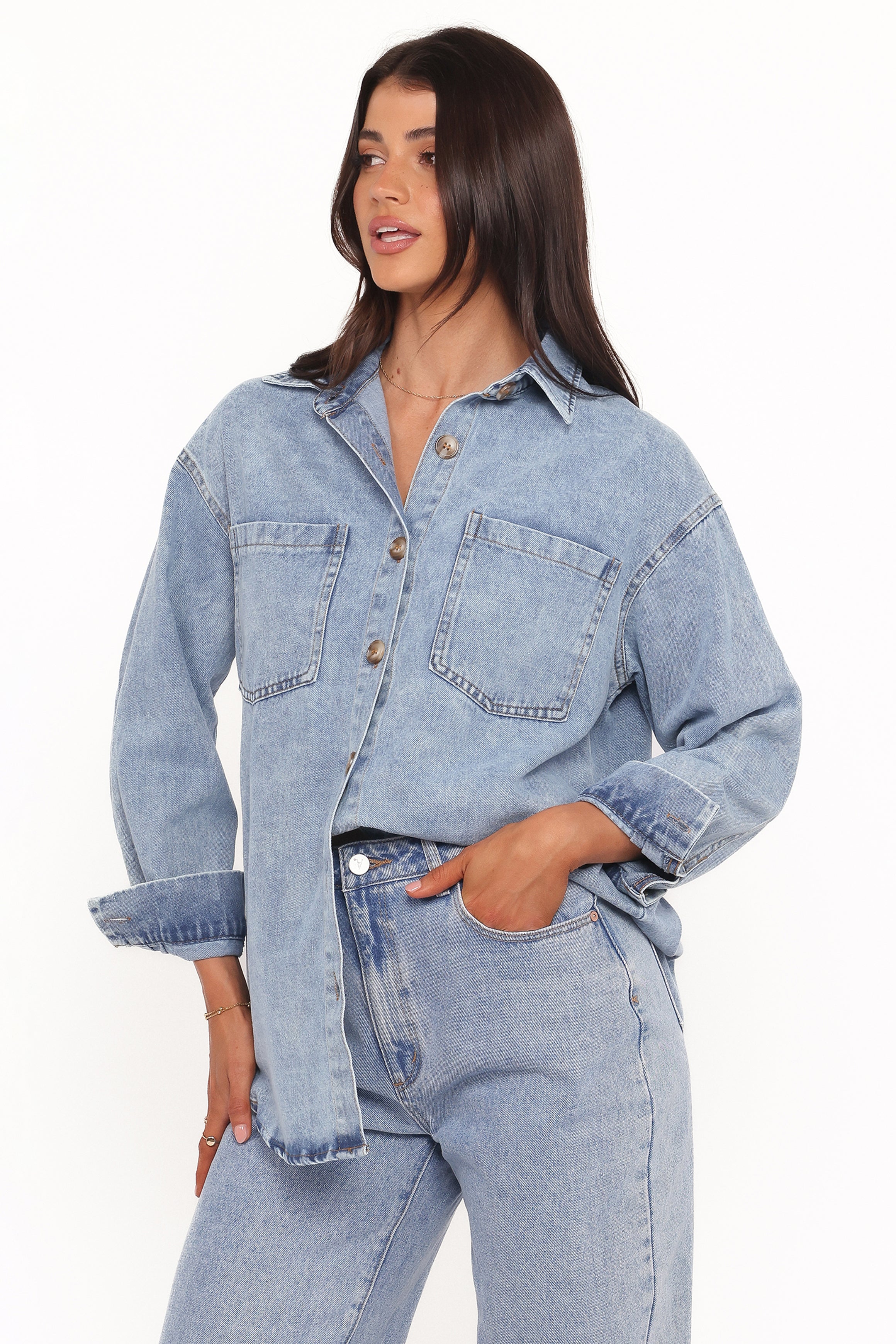 Petal and Pup USA TOPS Anicia Denim Shirt - Light