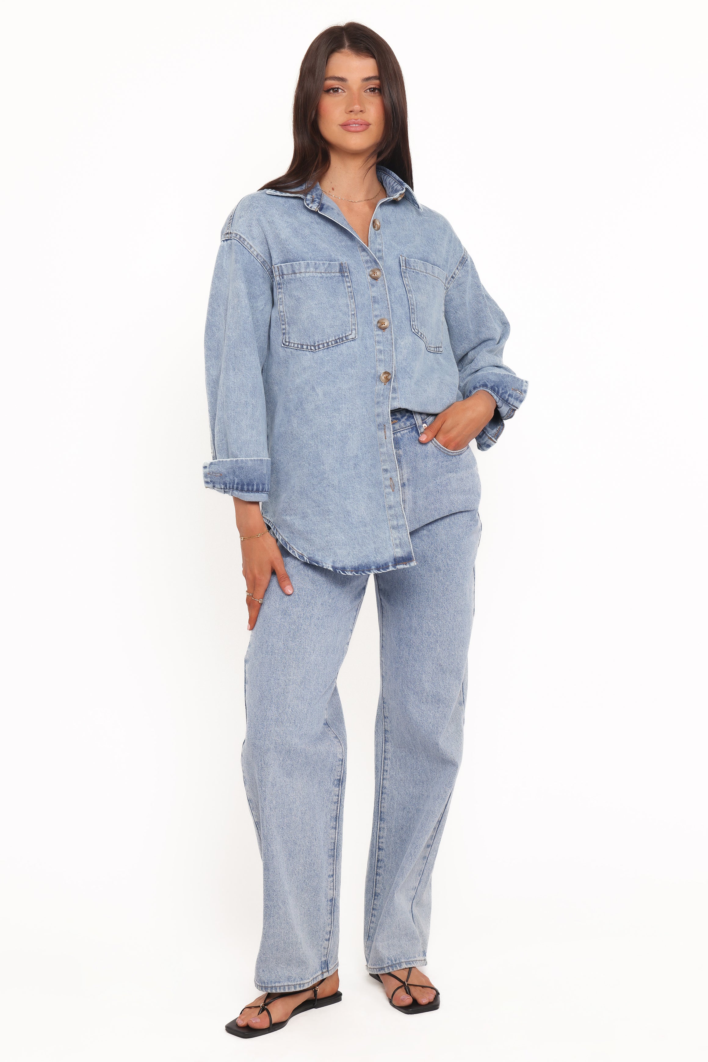 Petal and Pup USA TOPS Anicia Denim Shirt - Light